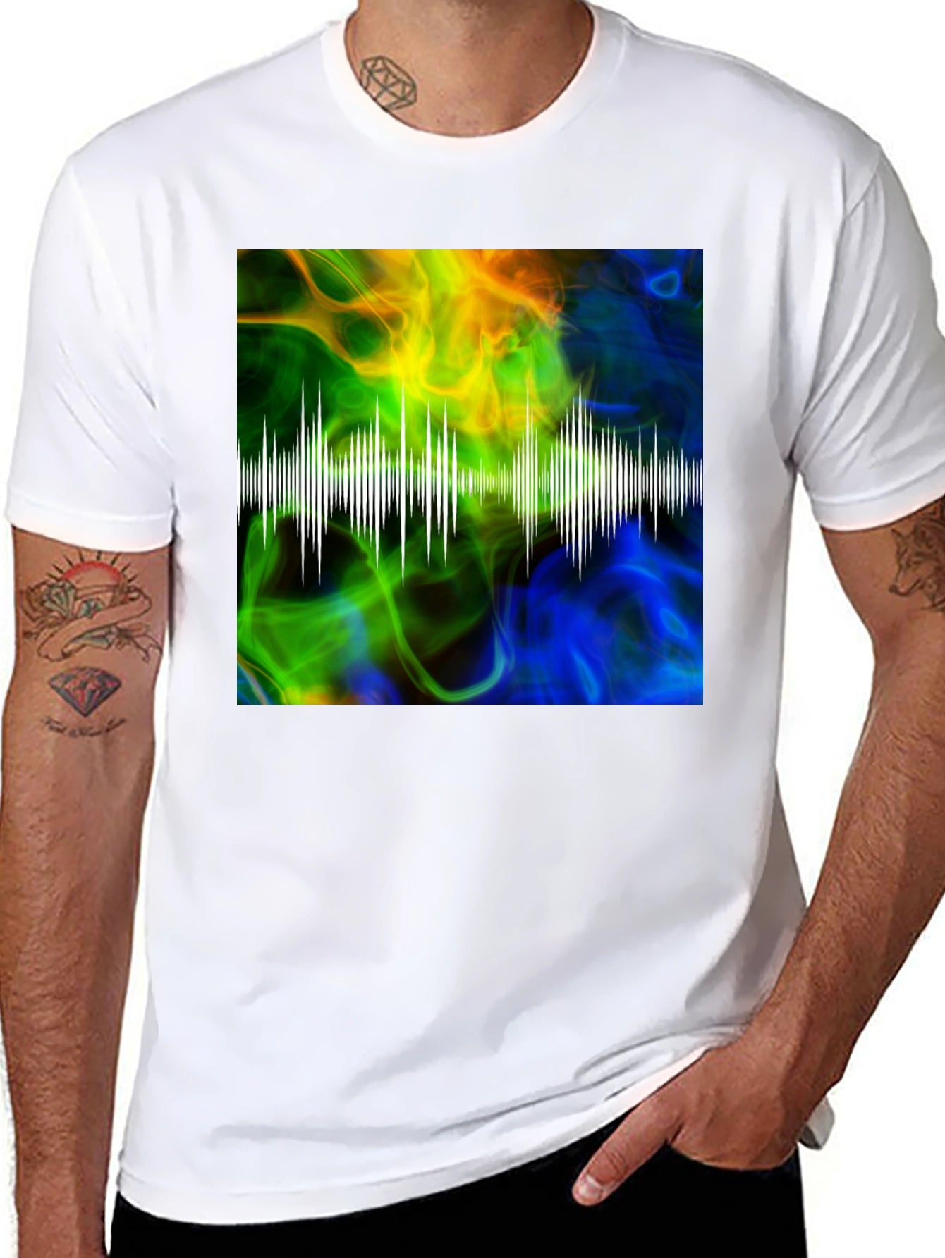 Abstract Soundwave Graphic Black T-Shirt
