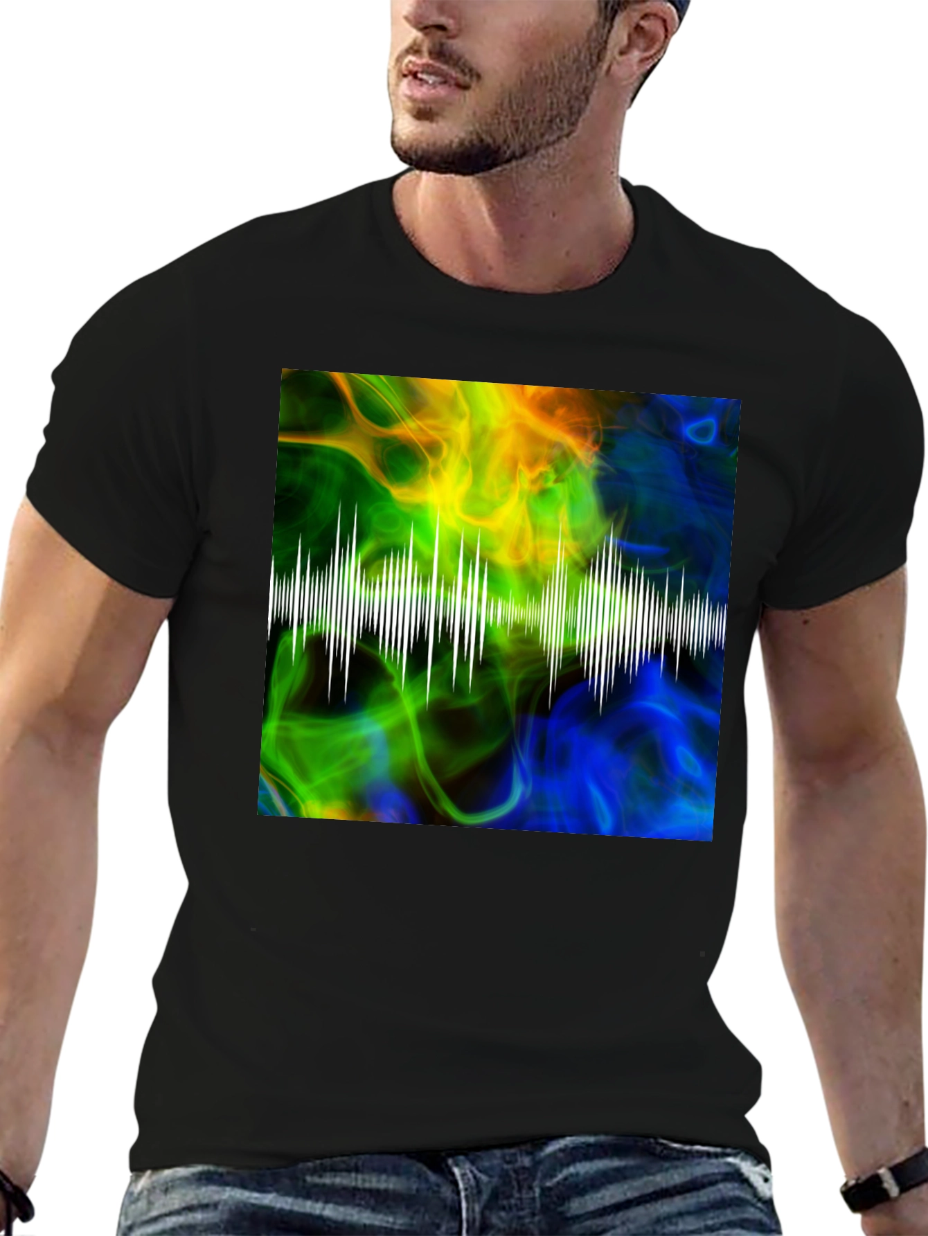 Abstract Soundwave Graphic Black T-Shirt