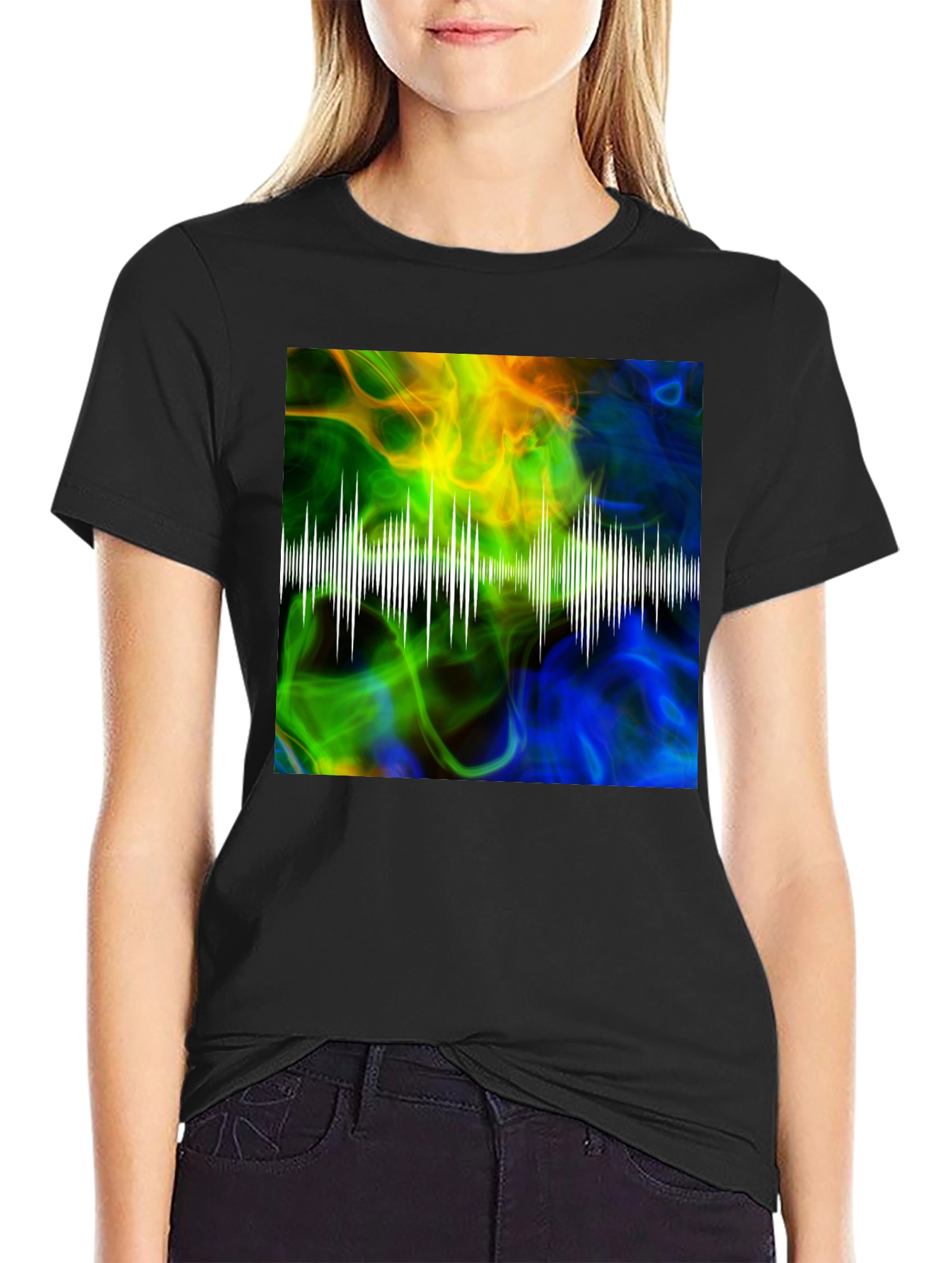Abstract Soundwave Graphic Black T-Shirt