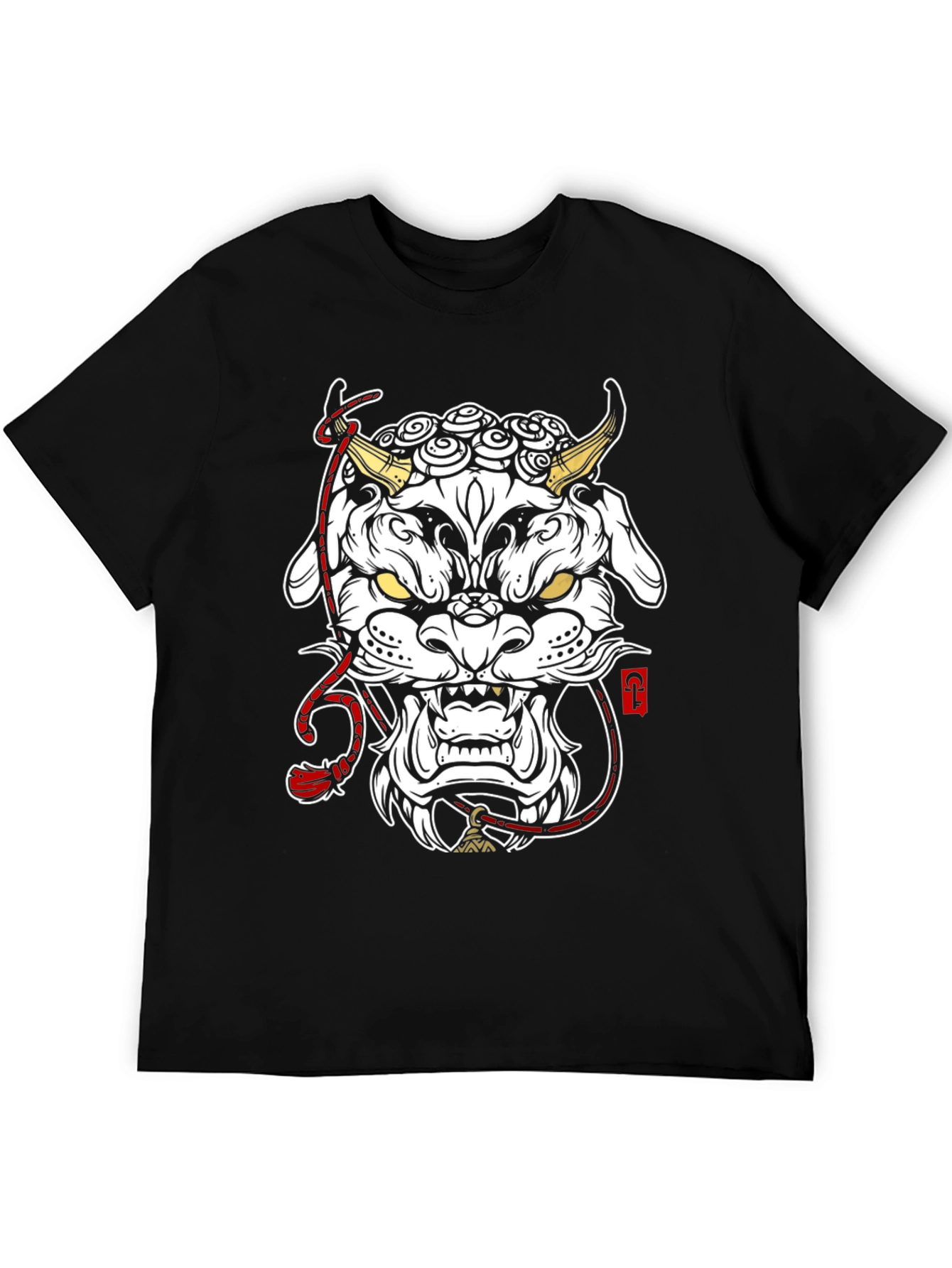 Black T-Shirt with Foo Dog Graphic