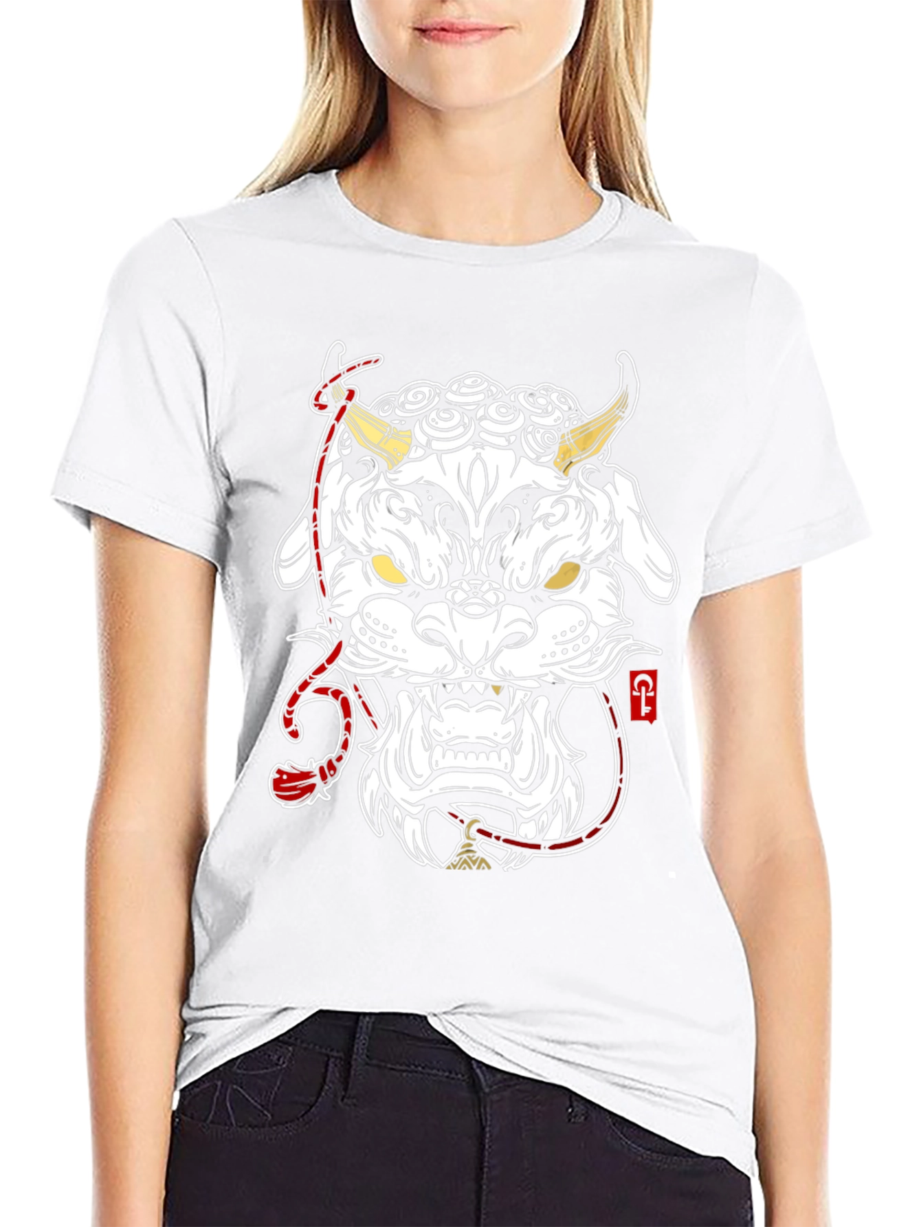 Black T-Shirt with Foo Dog Graphic