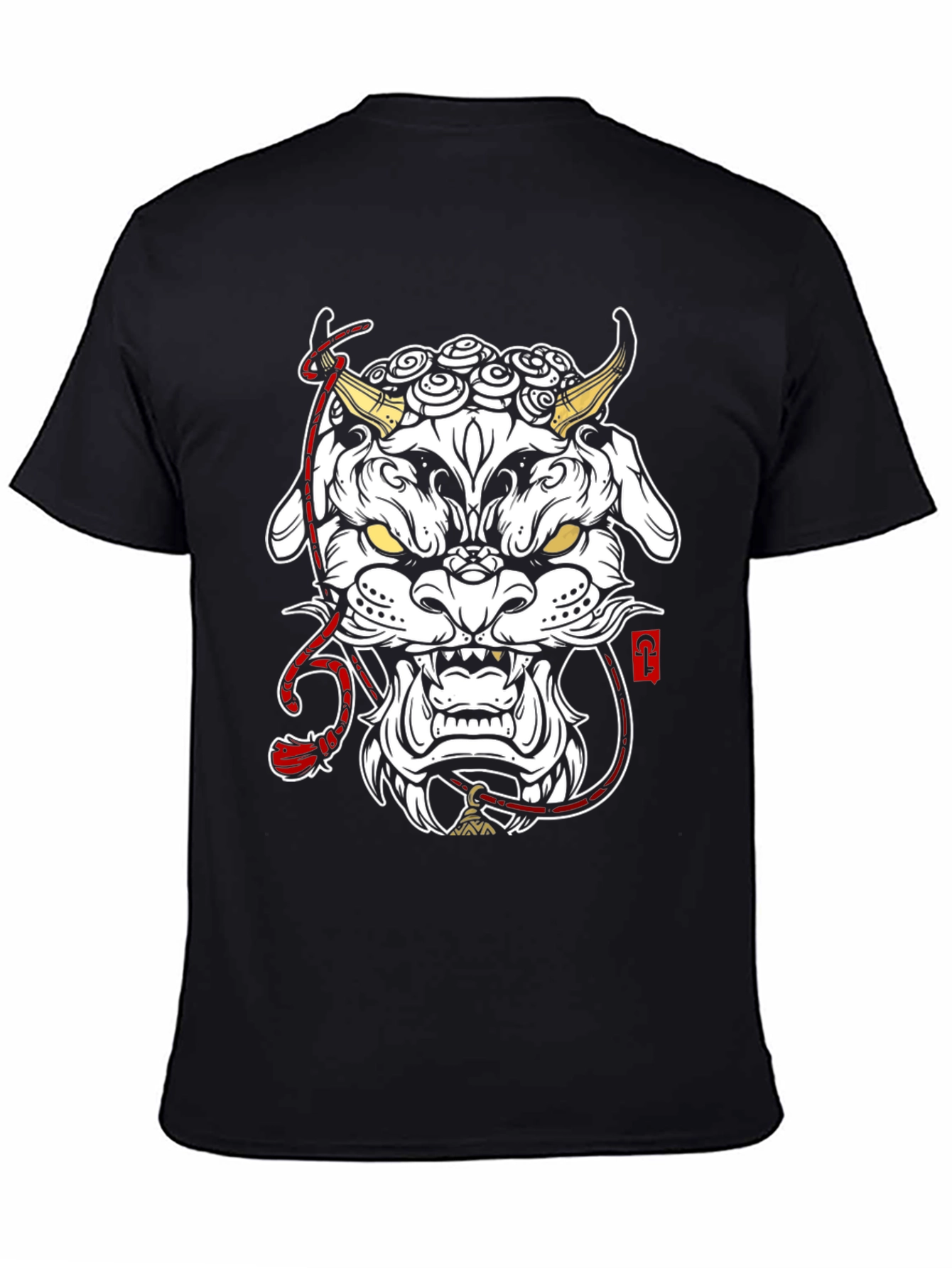 Black T-Shirt with Foo Dog Graphic