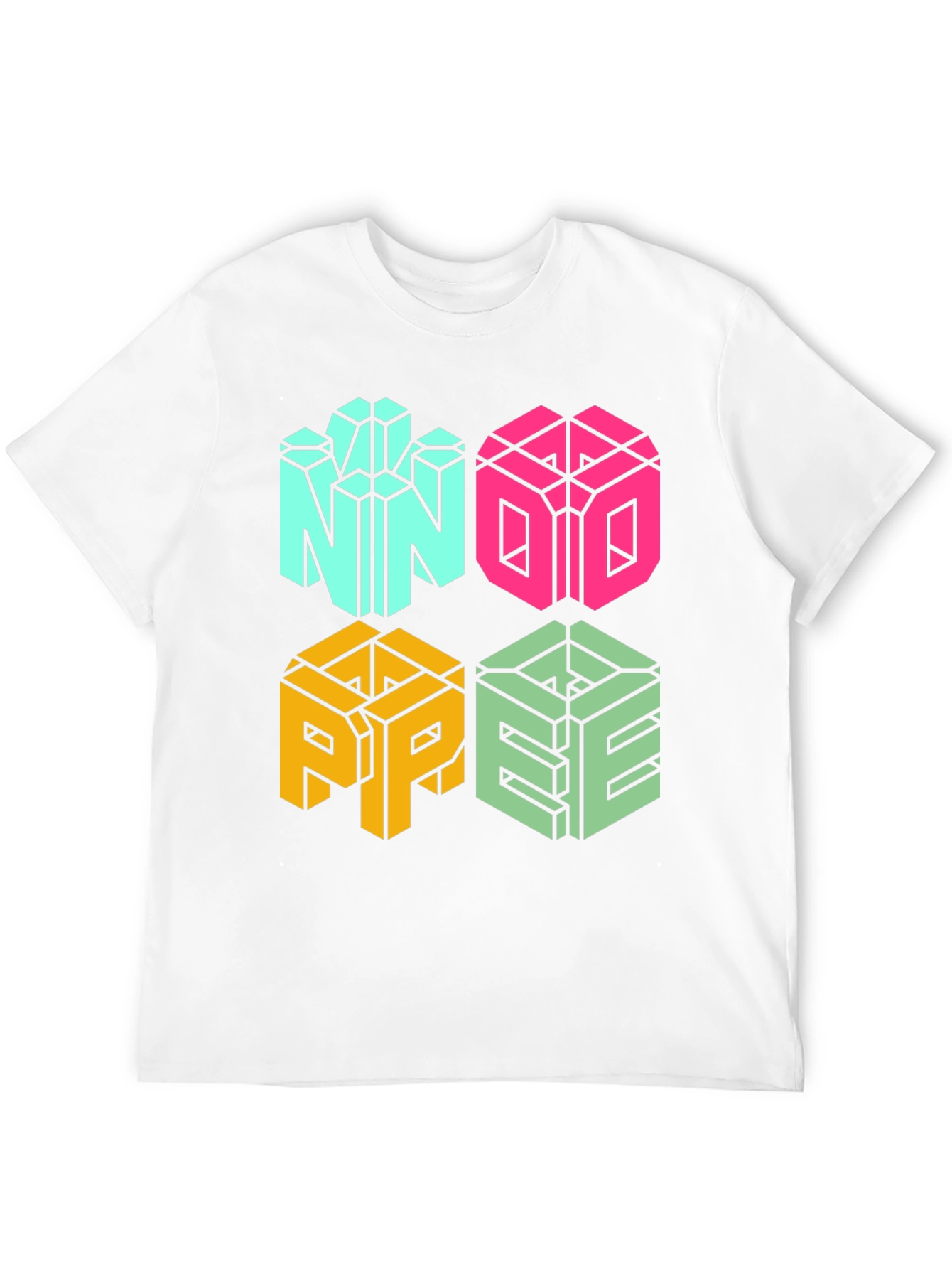 Geometric NOPE Graphic Tee - Cool Cube Design
