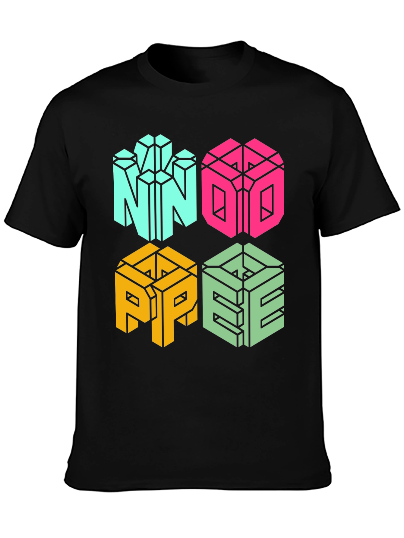Geometric NOPE Graphic Tee - Cool Cube Design