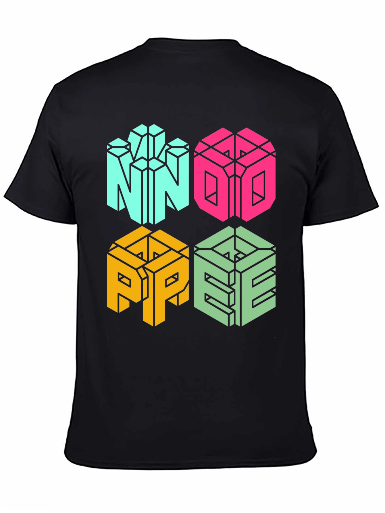 Geometric NOPE Graphic Tee - Cool Cube Design