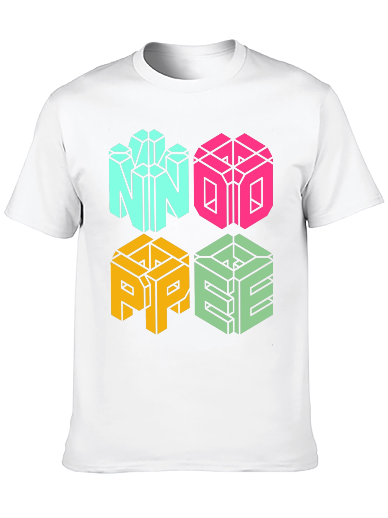 Geometric NOPE Graphic Tee - Cool Cube Design