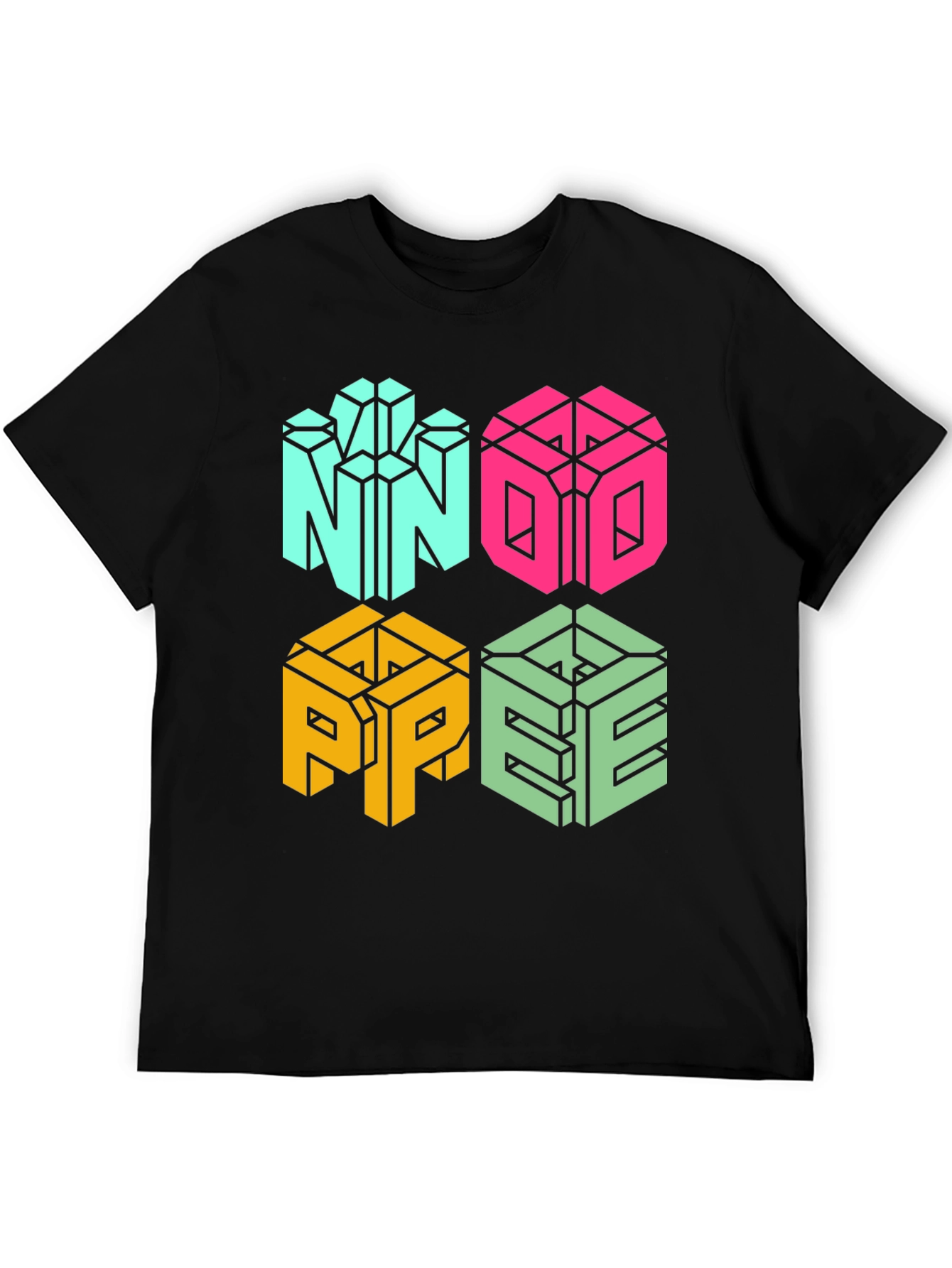 Geometric NOPE Graphic Tee - Cool Cube Design