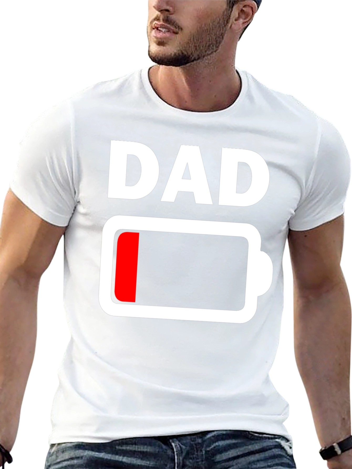 Dad Low Battery T-Shirt - Funny Fathers Day Gift