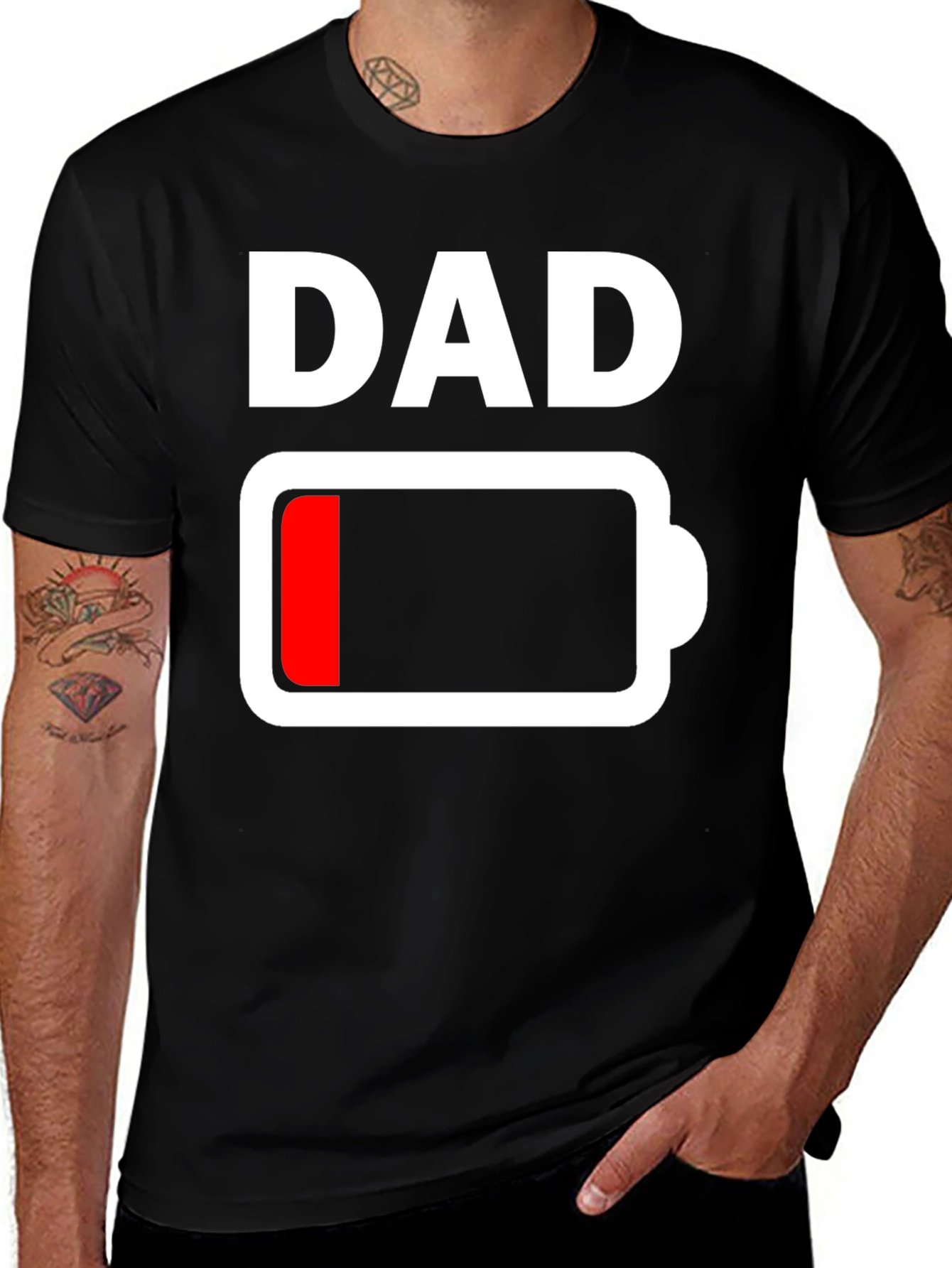 Dad Low Battery T-Shirt - Funny Fathers Day Gift