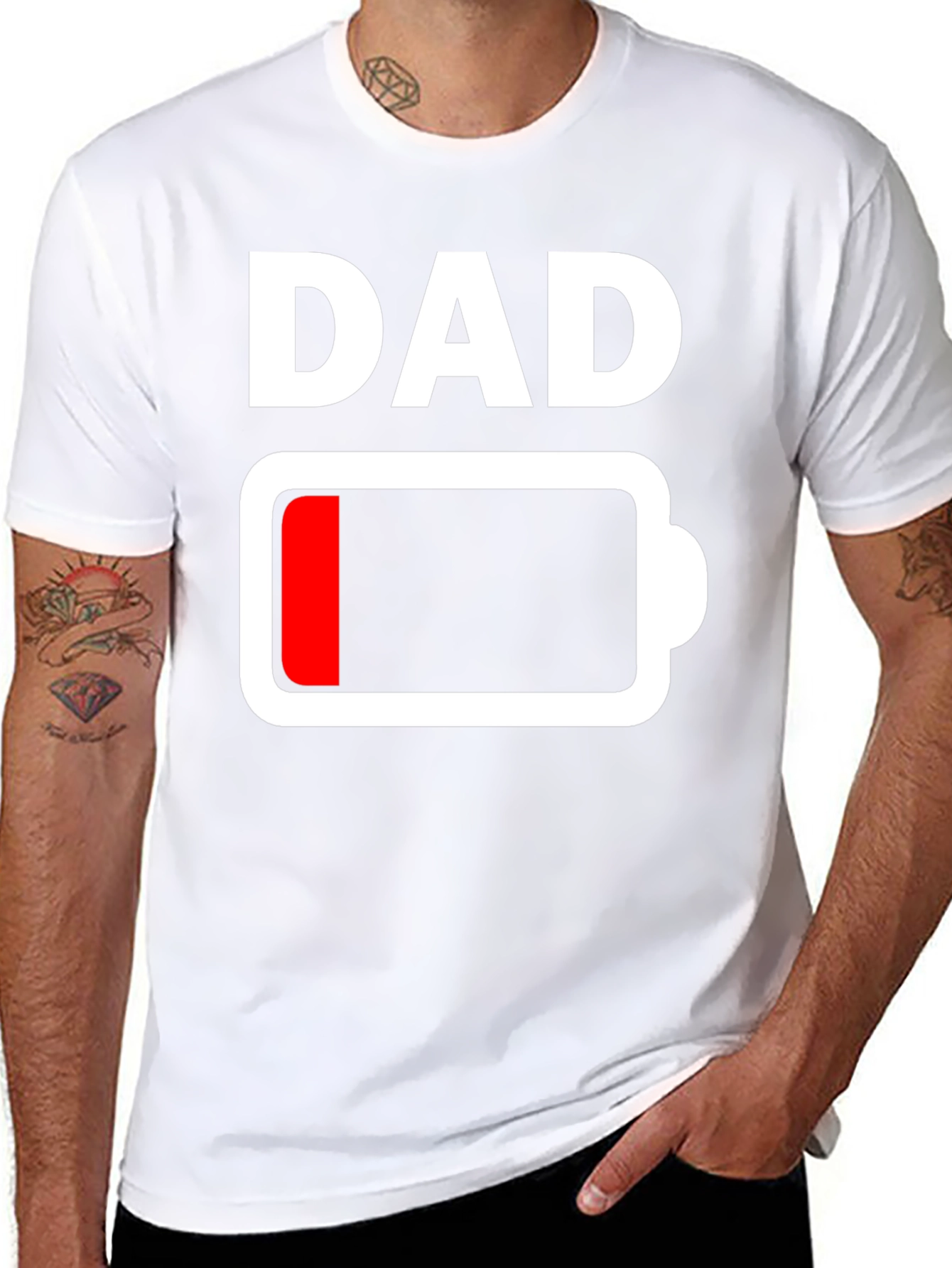 Dad Low Battery T-Shirt - Funny Fathers Day Gift