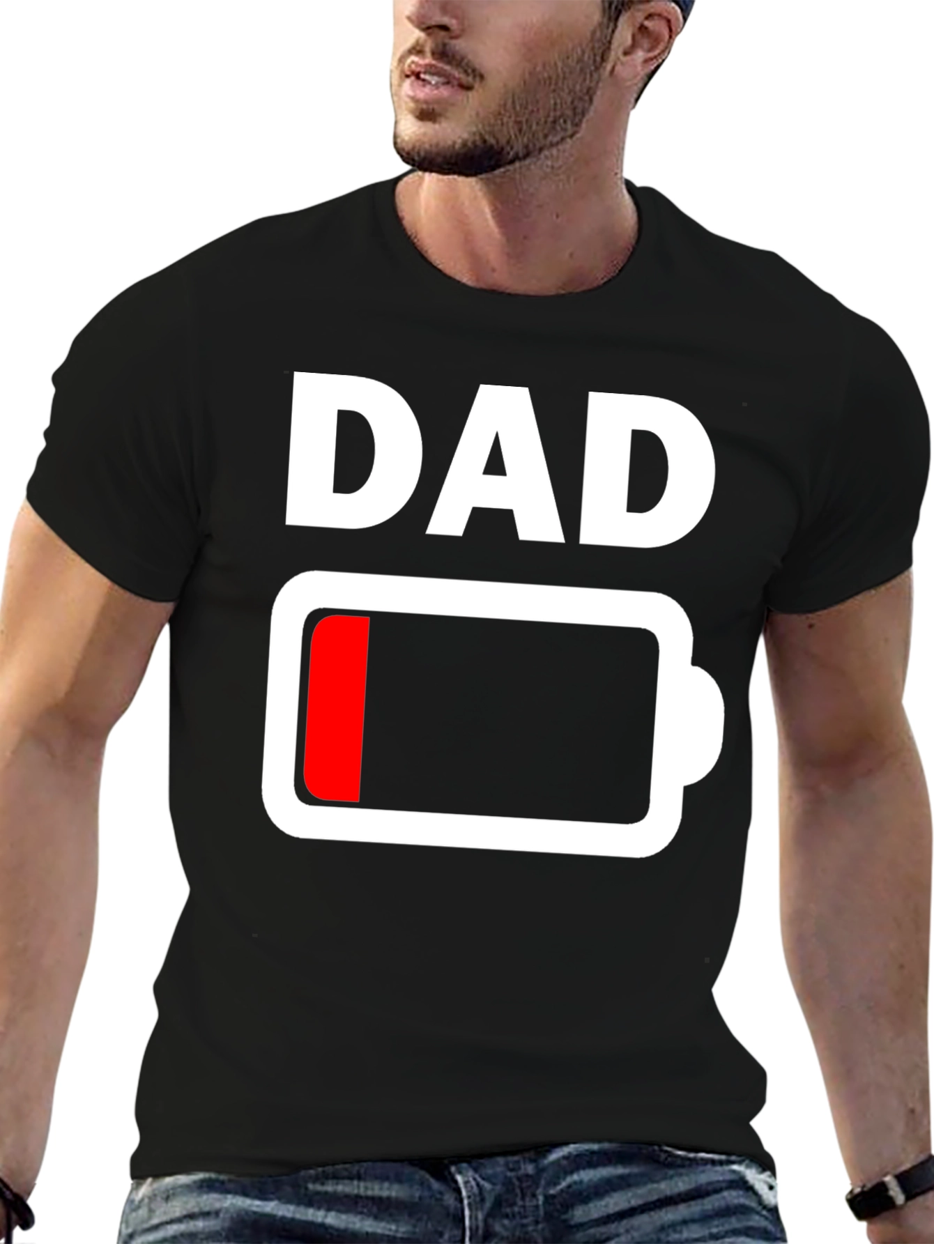 Dad Low Battery T-Shirt - Funny Fathers Day Gift