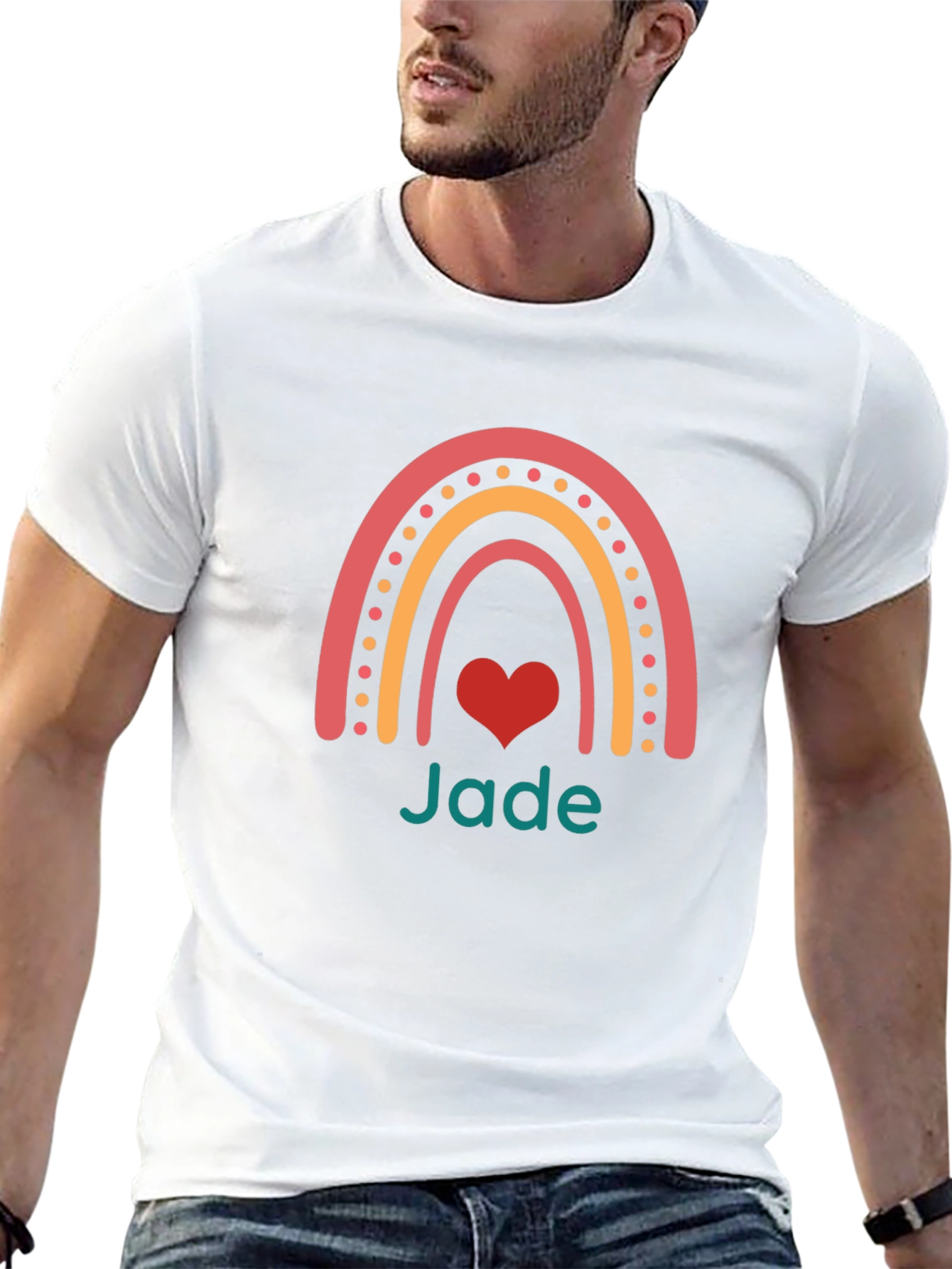Rainbow Jade Heart Black T-Shirt