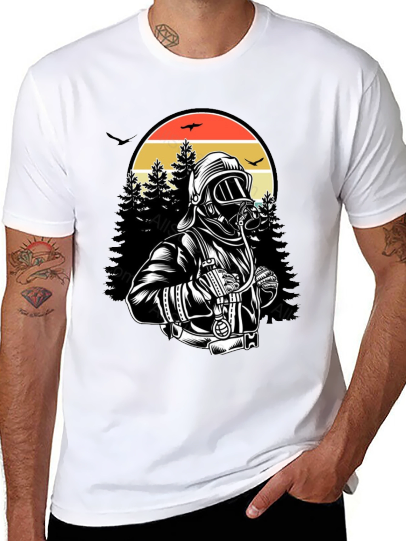 Firefighter Graphic T-Shirt - Forest Rescue Design
