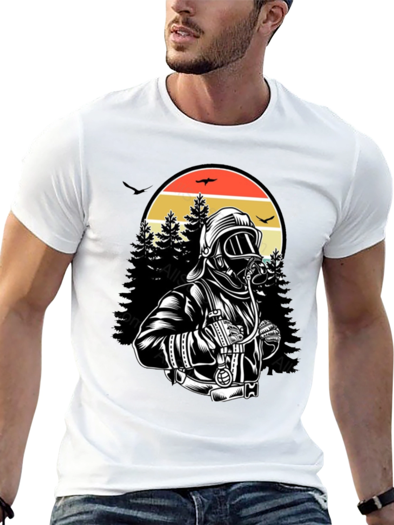 Firefighter Graphic T-Shirt - Forest Rescue Design