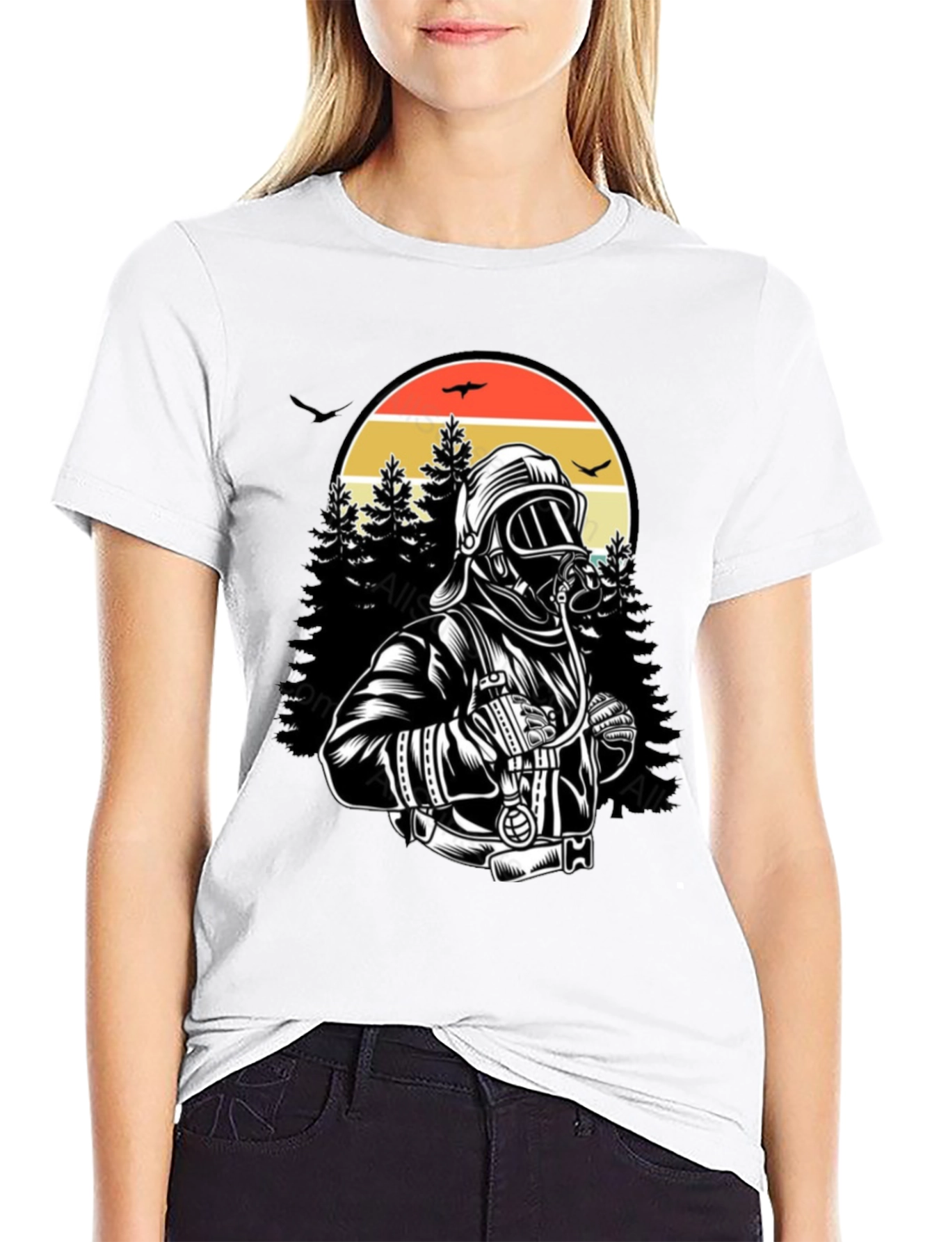 Firefighter Graphic T-Shirt - Forest Rescue Design