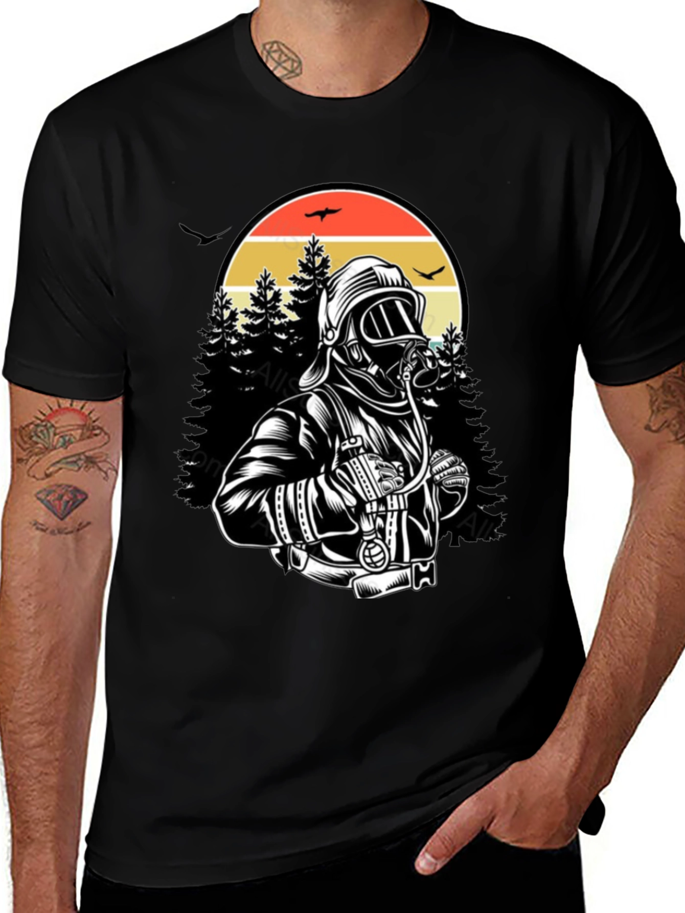Firefighter Graphic T-Shirt - Forest Rescue Design