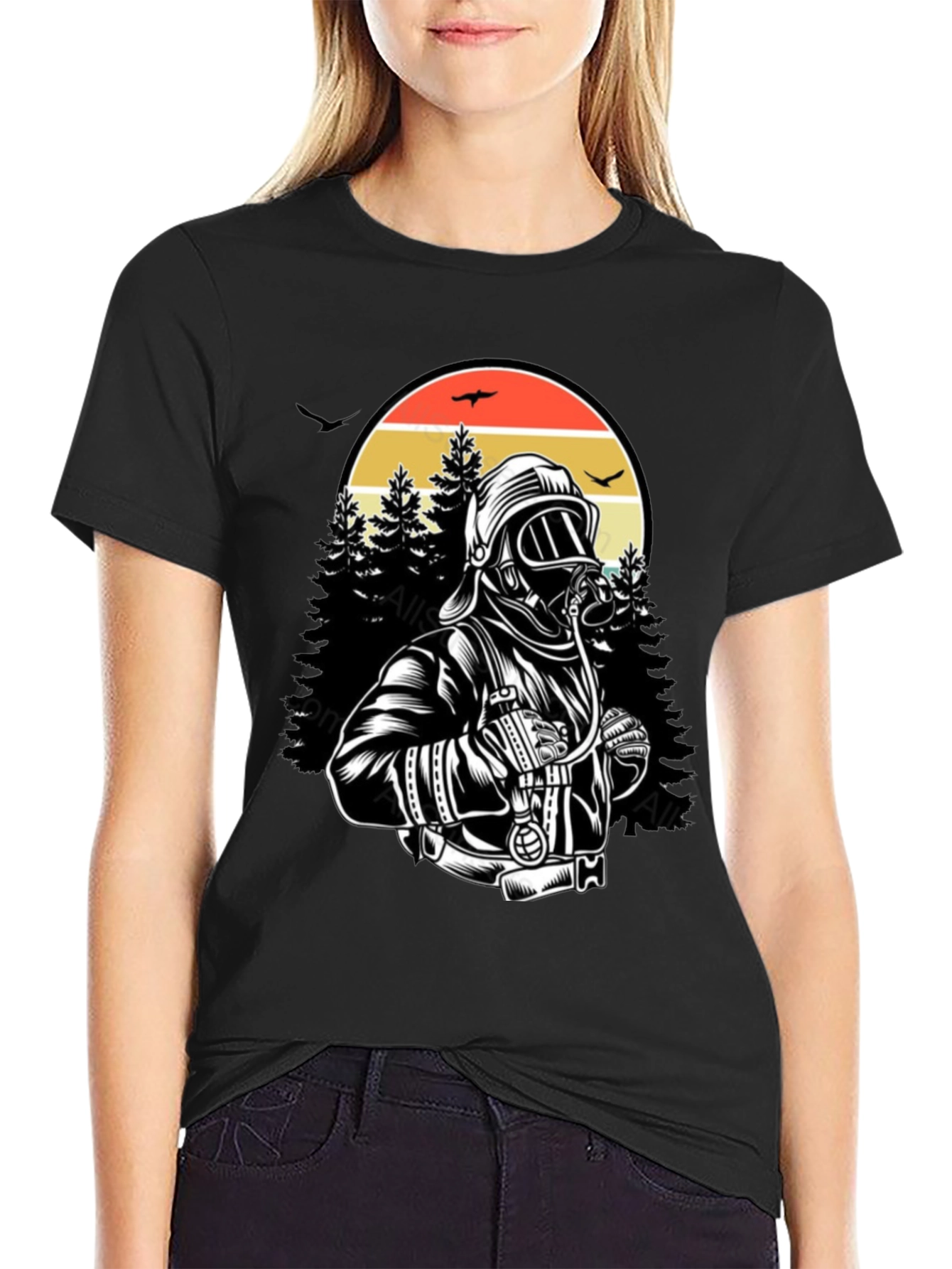 Firefighter Graphic T-Shirt - Forest Rescue Design
