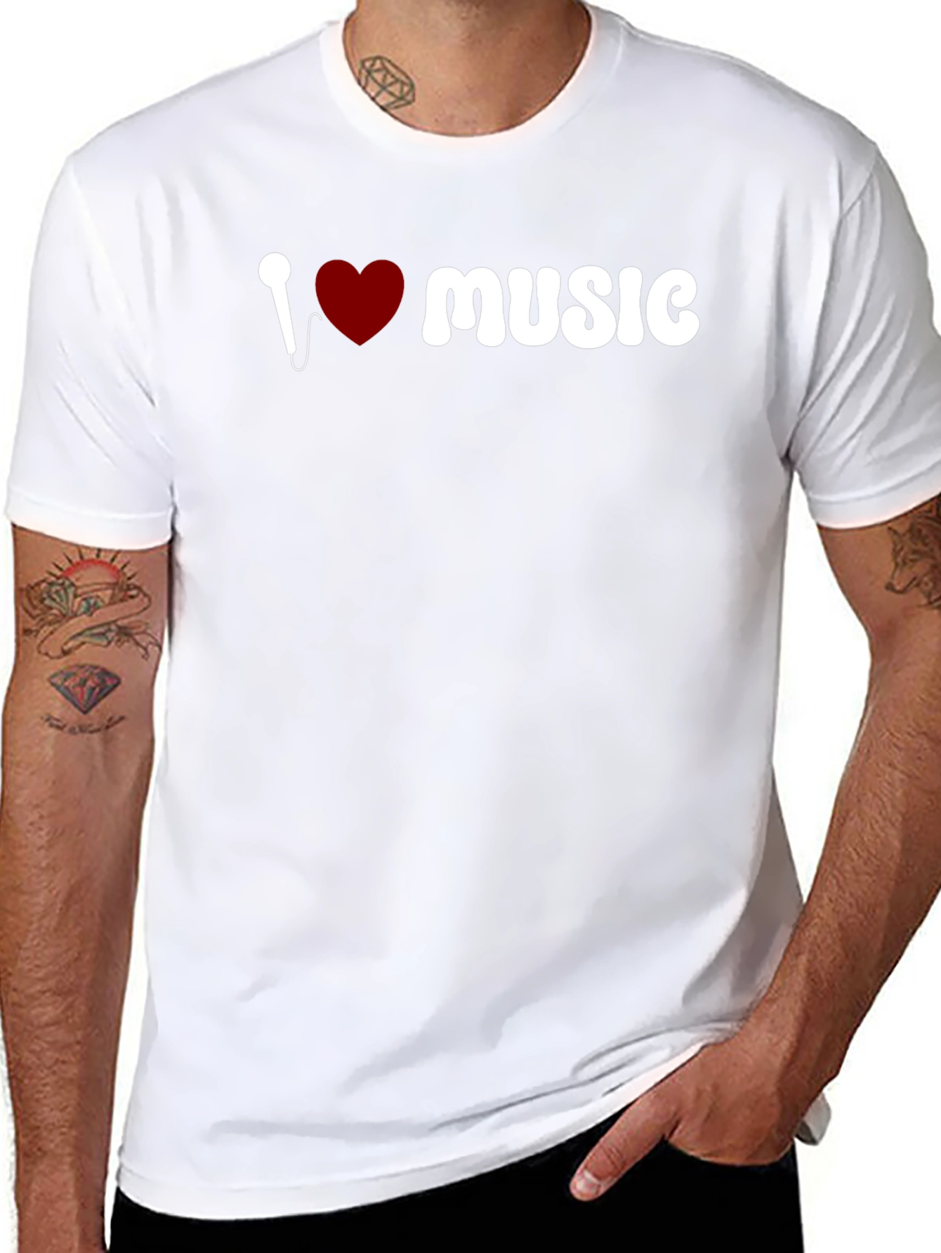 I Love Music Graphic Black T-Shirt