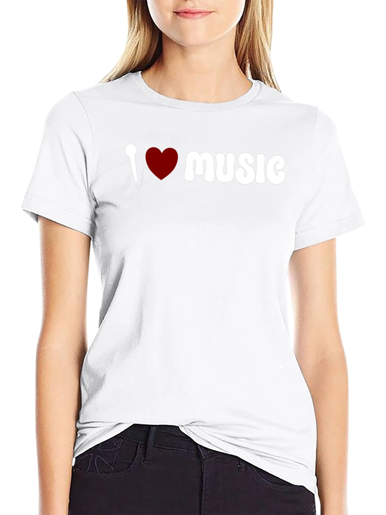 I Love Music Graphic Black T-Shirt
