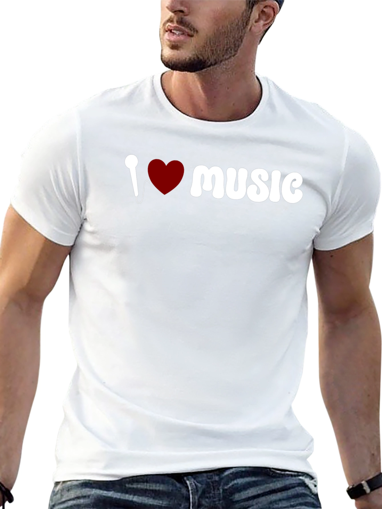 I Love Music Graphic Black T-Shirt