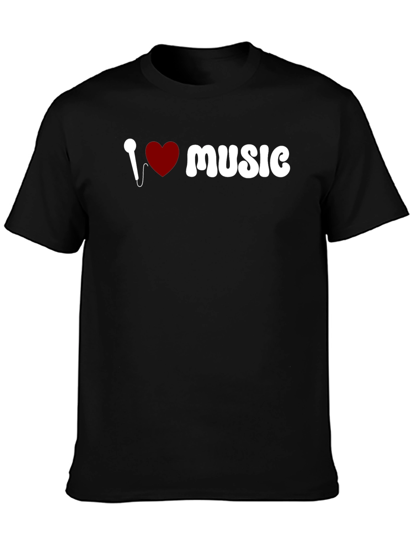 I Love Music Graphic Black T-Shirt
