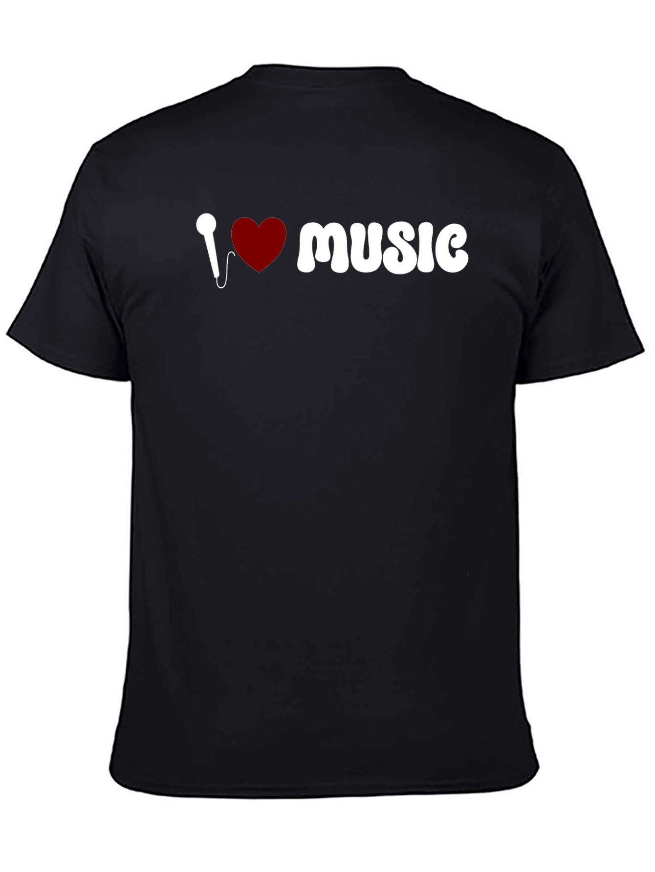 I Love Music Graphic Black T-Shirt