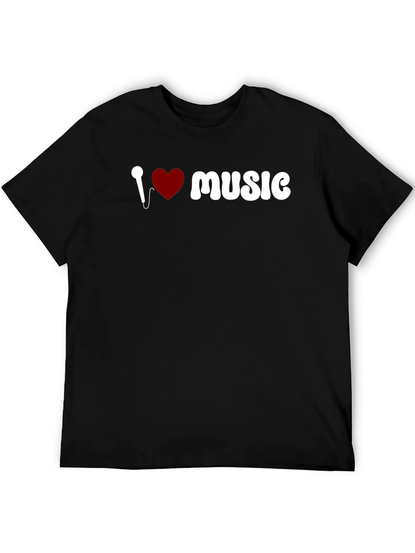 I Love Music Graphic Black T-Shirt