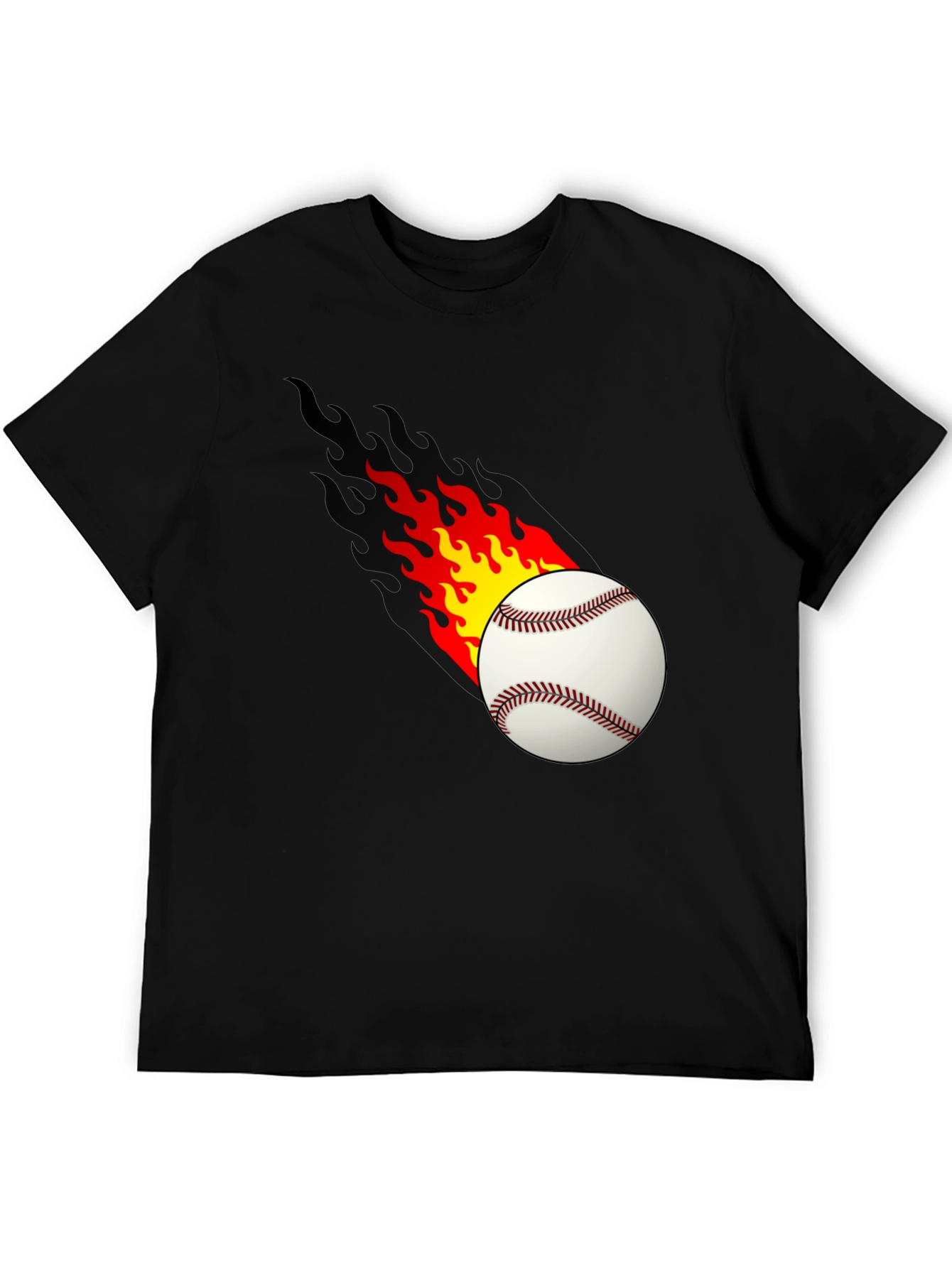 Flaming Baseball Graphic Tee - Cool Casual Shirt