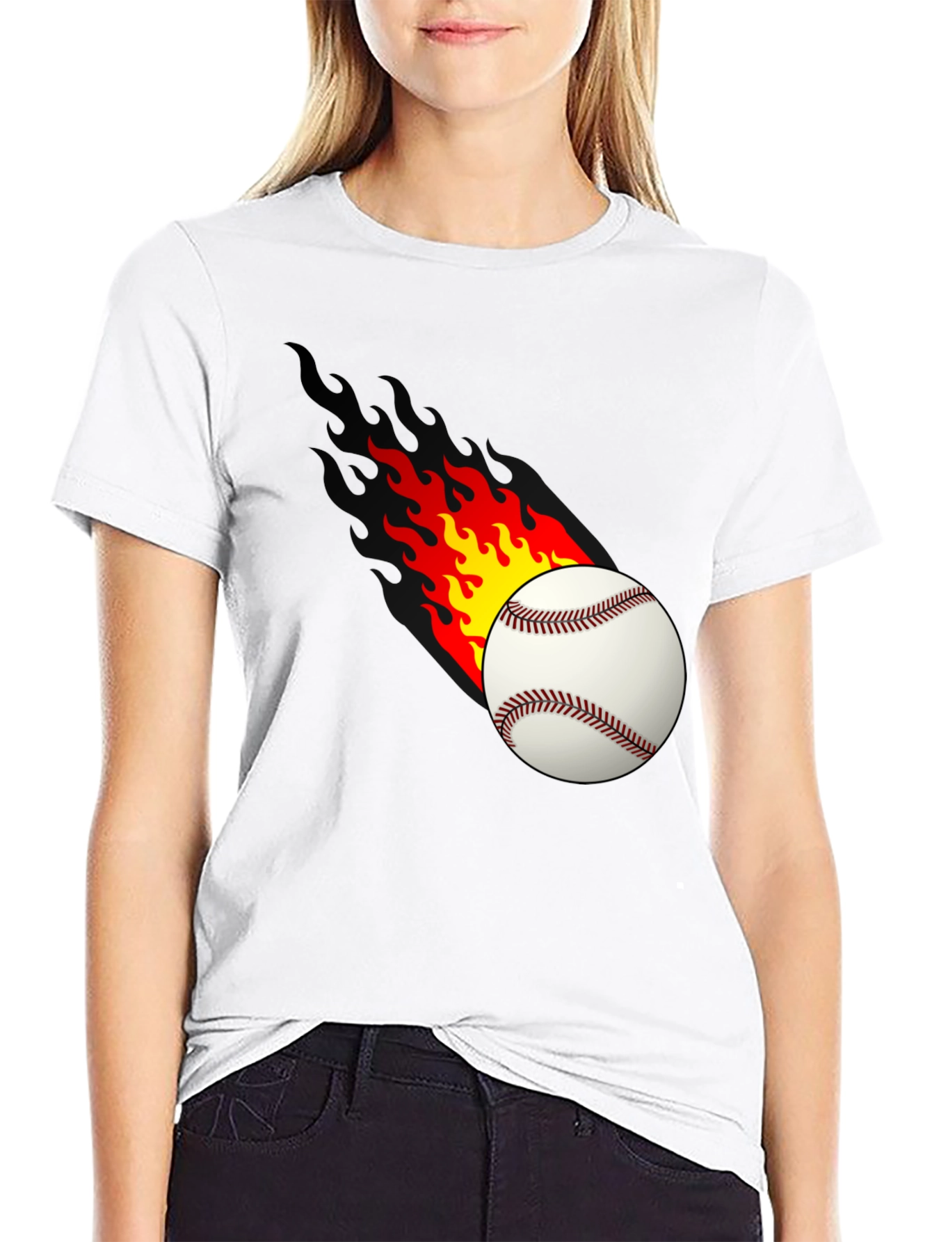Flaming Baseball Graphic Tee - Cool Casual Shirt