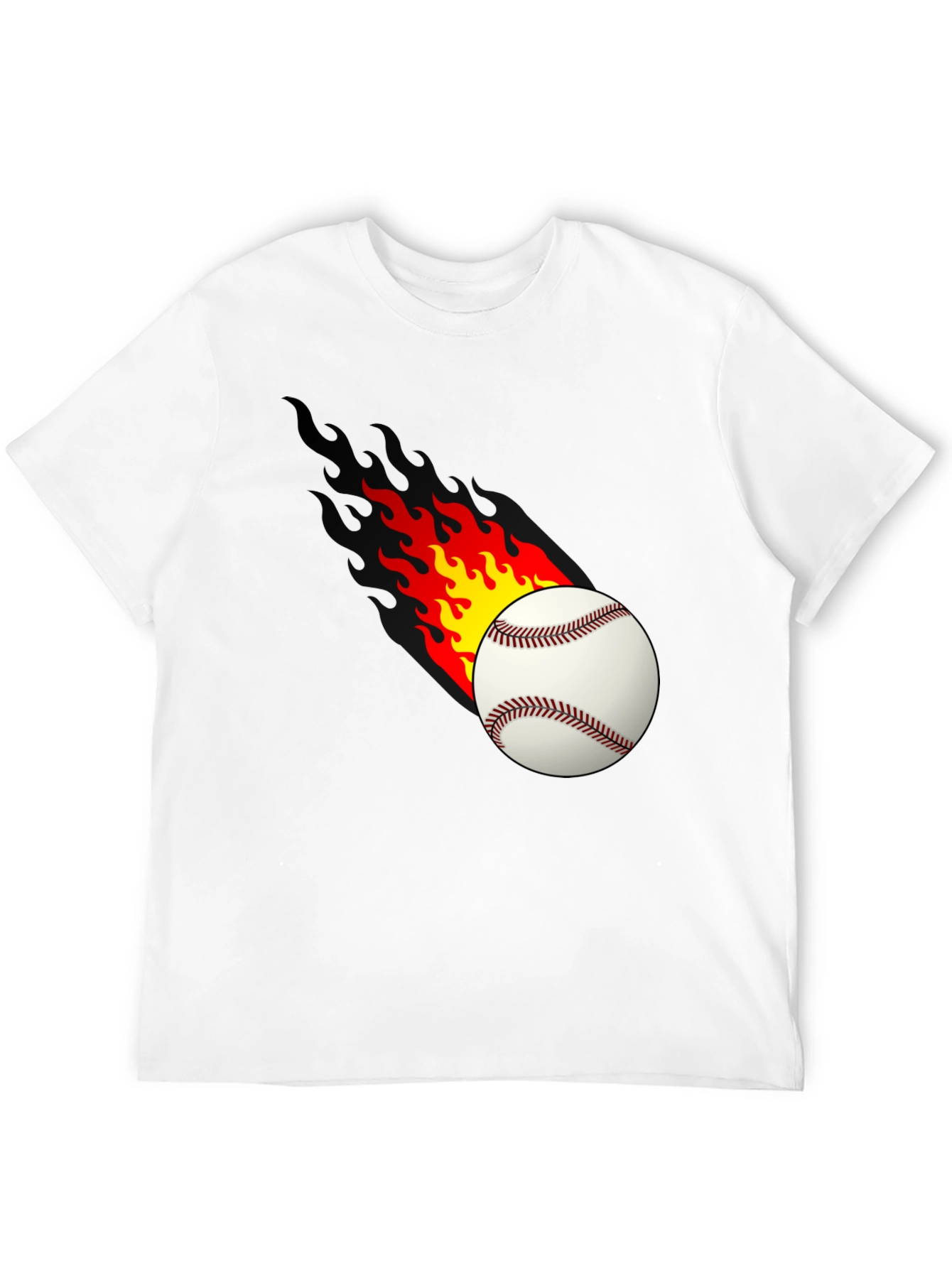 Flaming Baseball Graphic Tee - Cool Casual Shirt