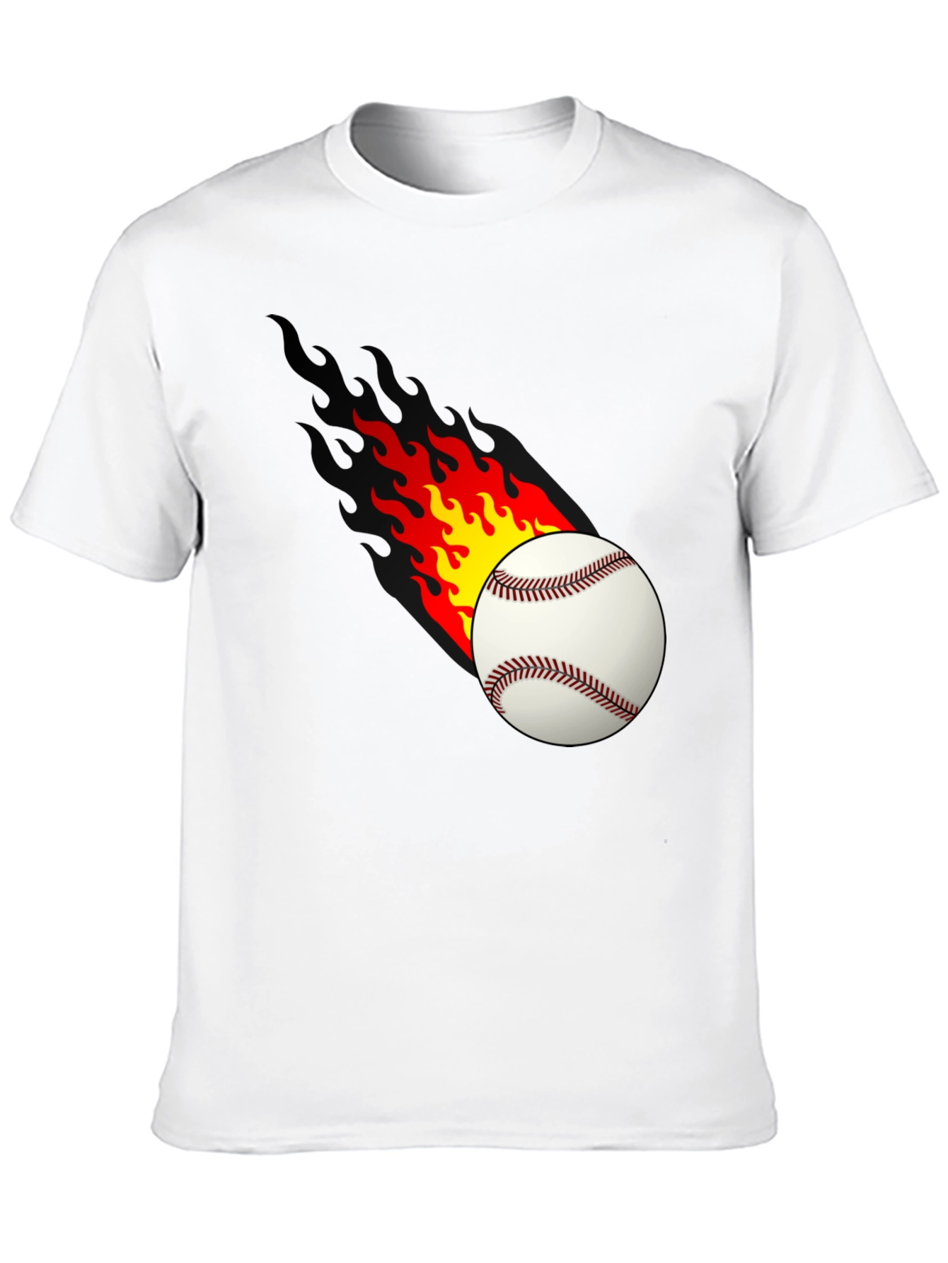 Flaming Baseball Graphic Tee - Cool Casual Shirt