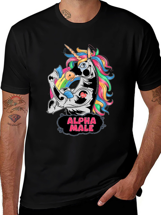 Alpha Male Unicorn Graphic Tee - Black