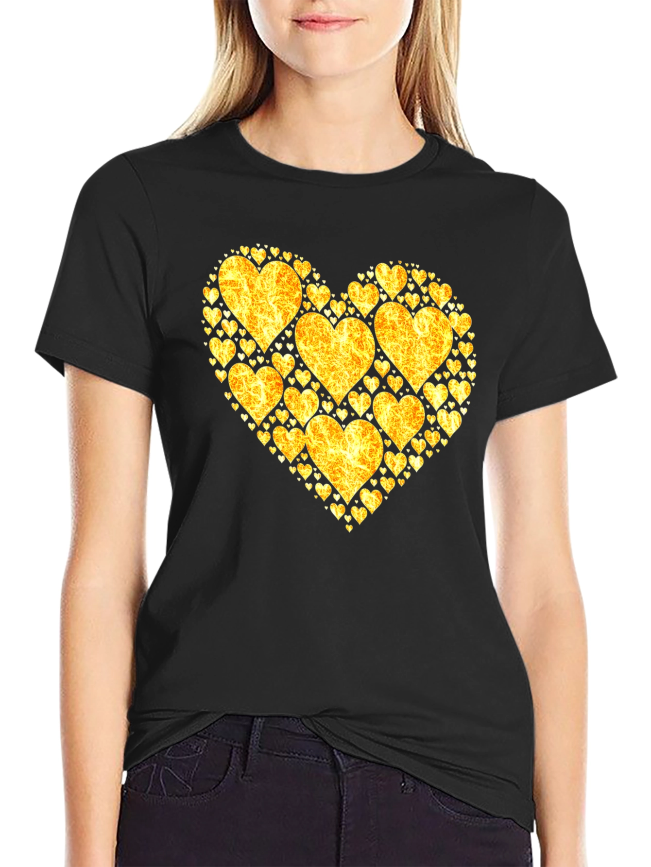 Heart of Gold Graphic Tee - Black Cotton Shirt