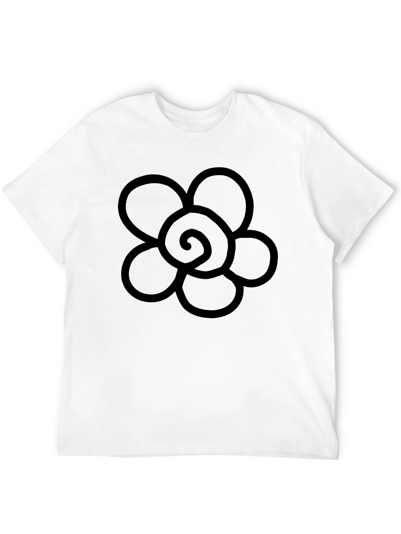 Black T-Shirt with Flower Graphic