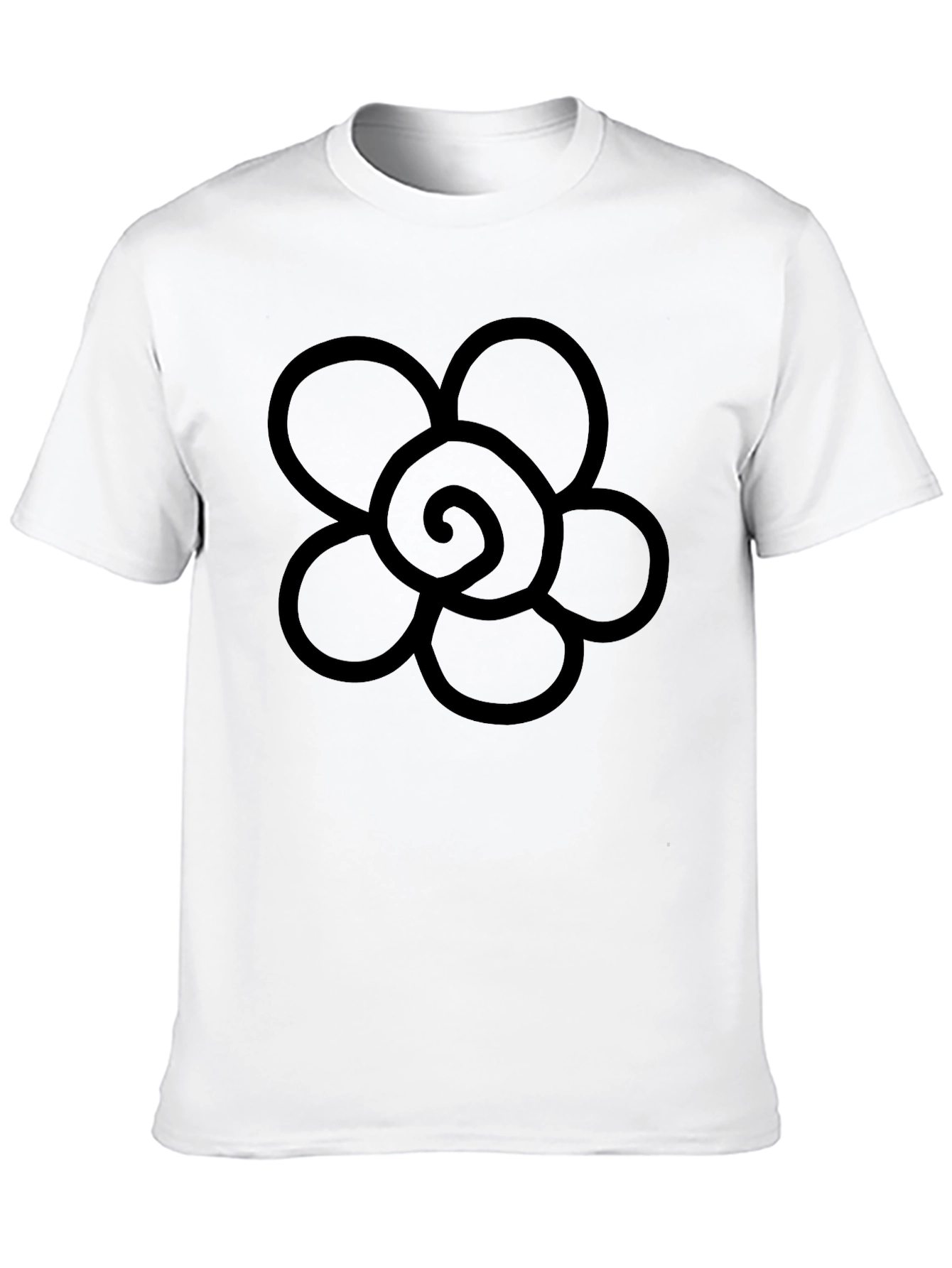 Black T-Shirt with Flower Graphic