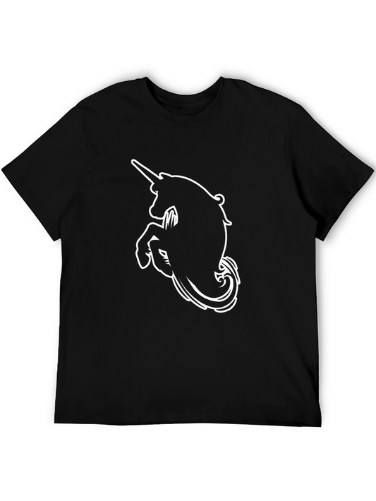 Unicorn Graphic Tee - Black Cotton Blend Shirt