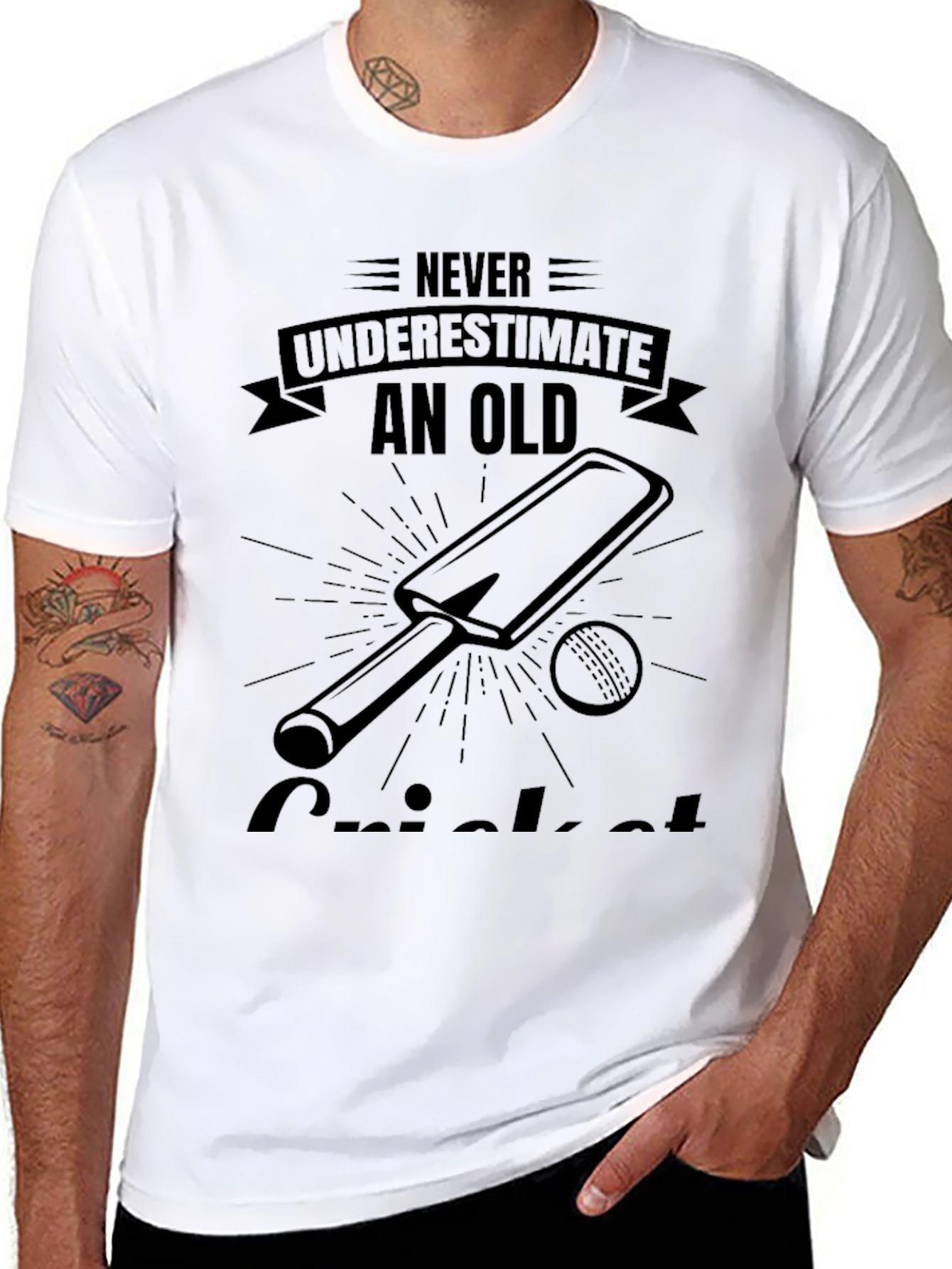 Old Cricket Player T-Shirt - Never Underestimate