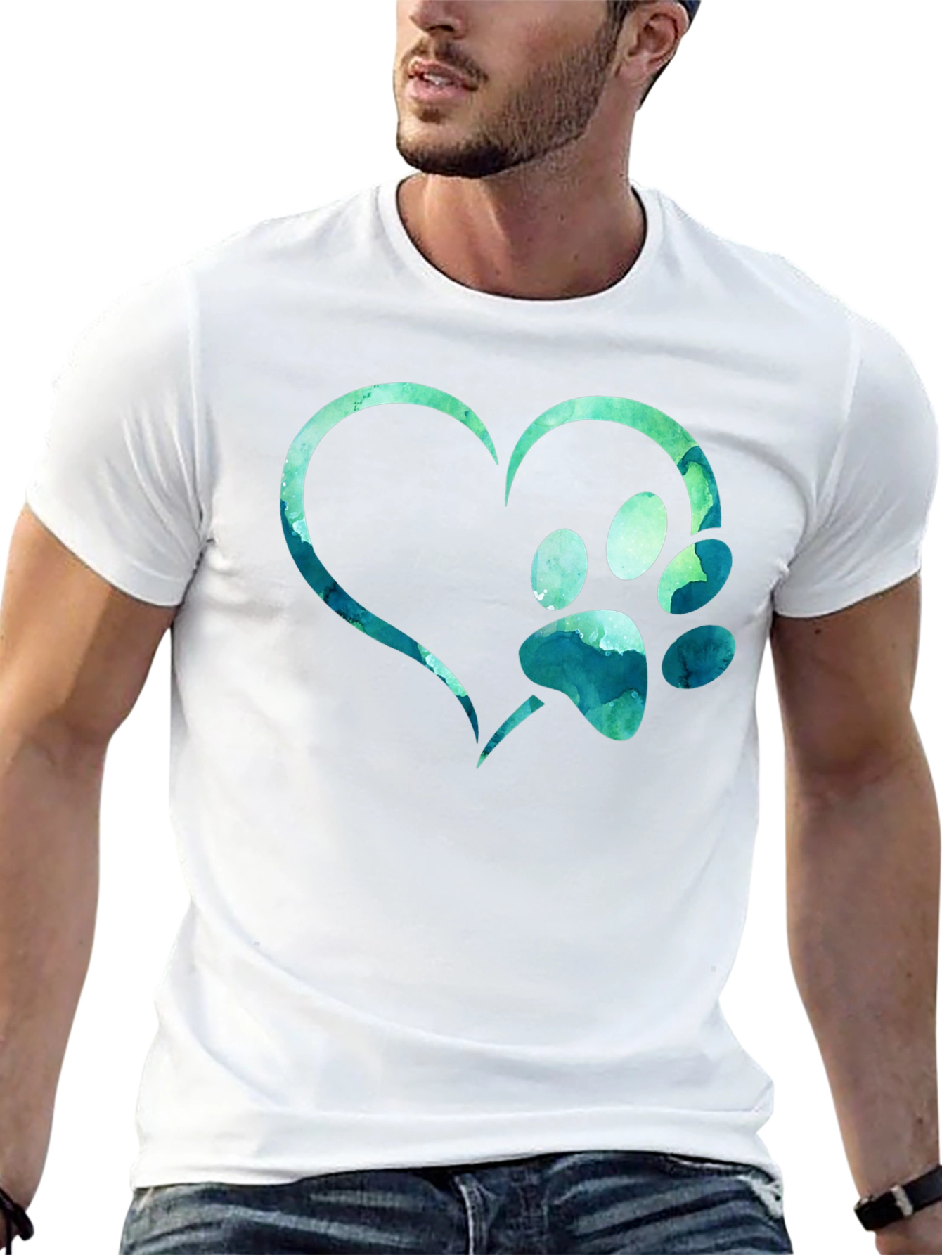 Heart Paw Print T-Shirt - Pet Lover Tee