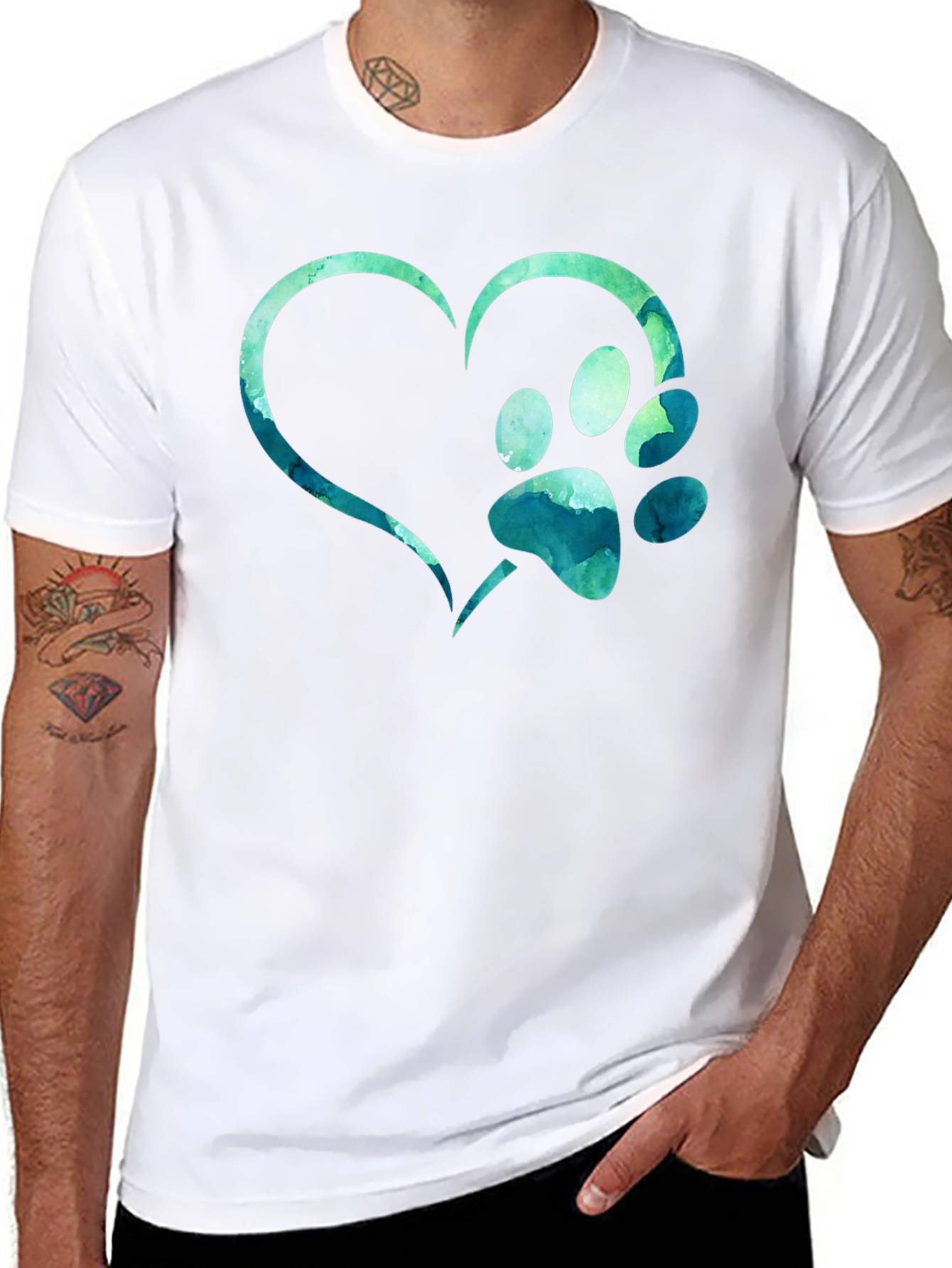 Heart Paw Print T-Shirt - Pet Lover Tee