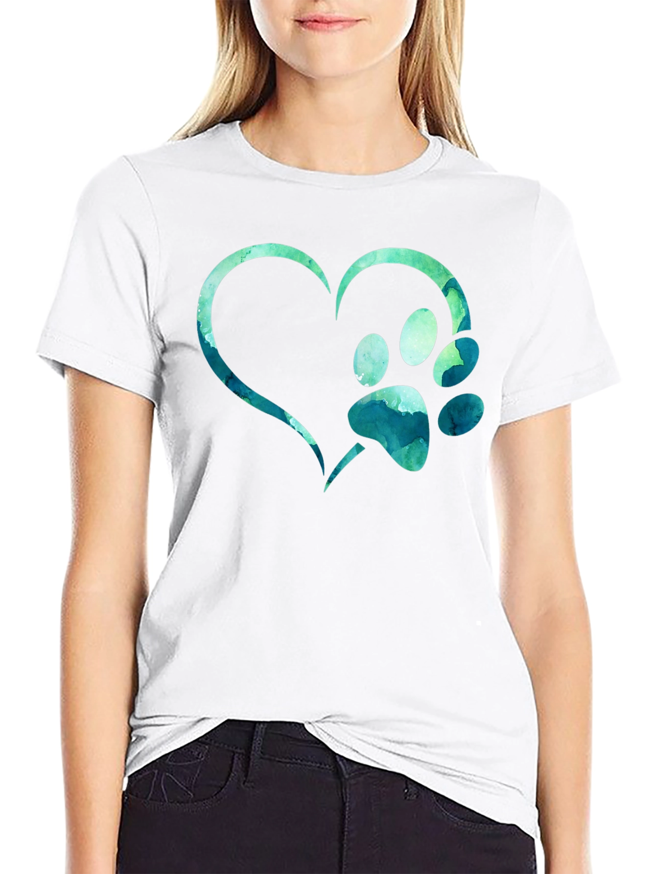 Heart Paw Print T-Shirt - Pet Lover Tee