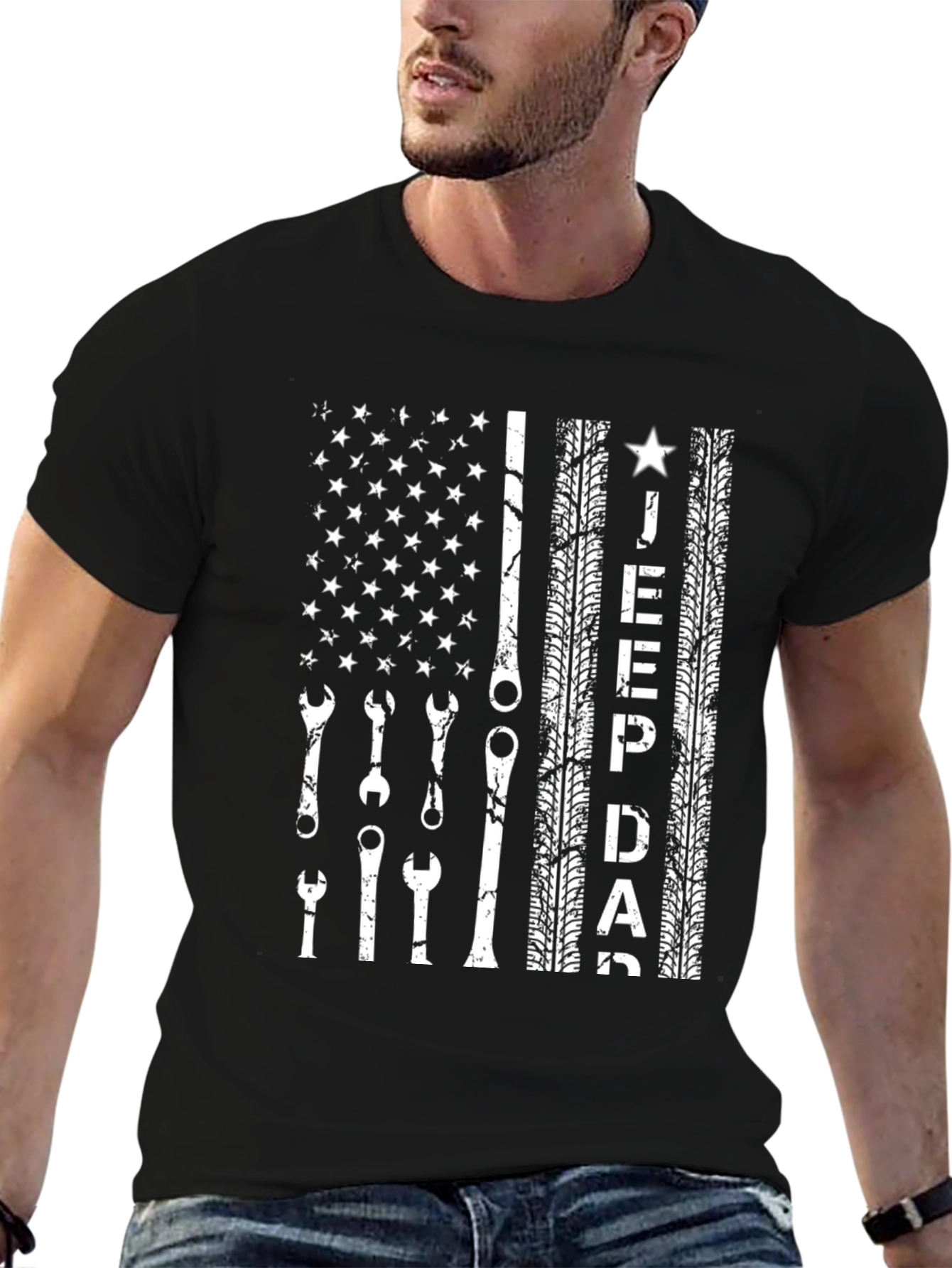 Jeep Dad American Flag T-Shirt