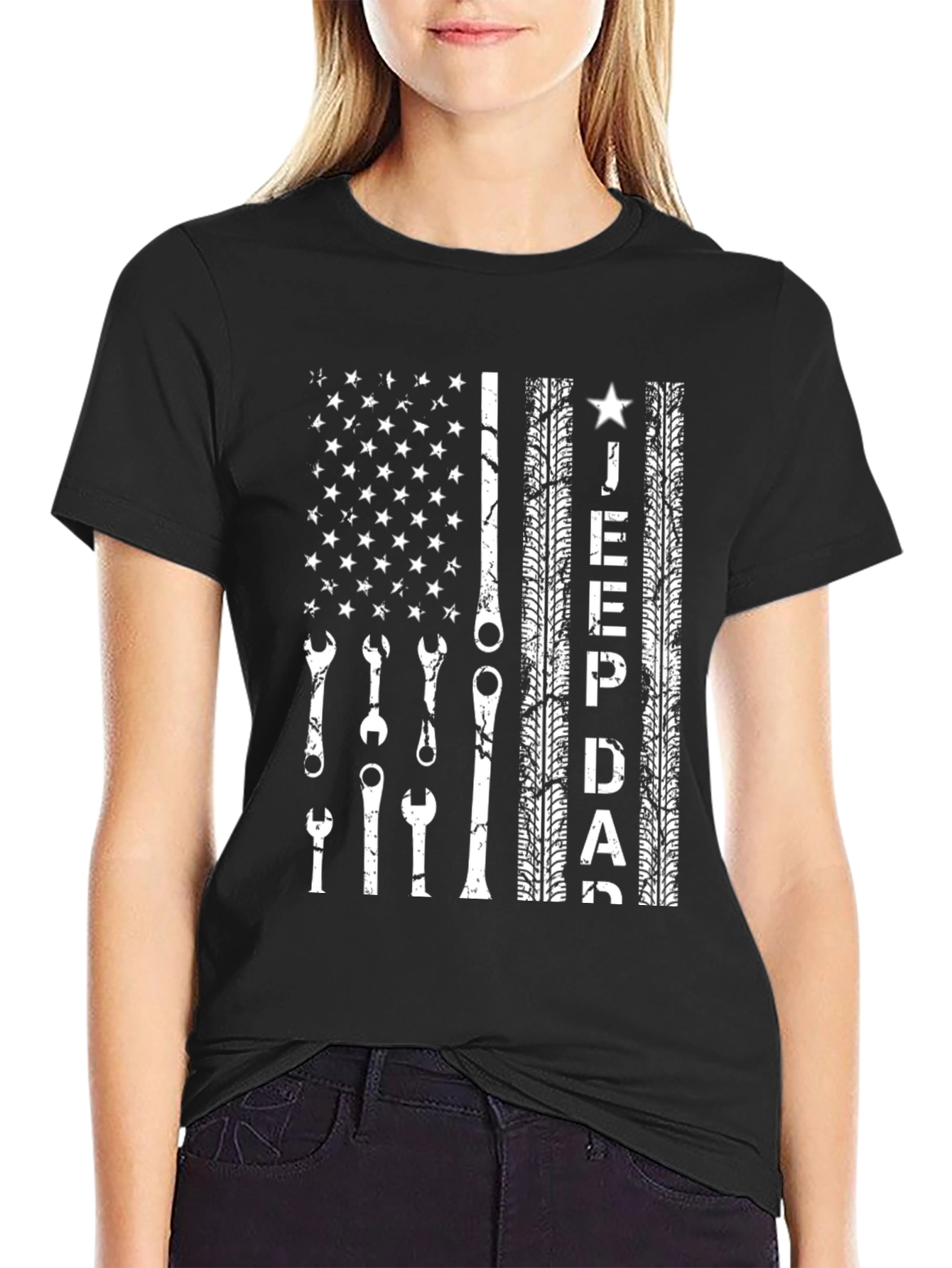 Jeep Dad American Flag T-Shirt