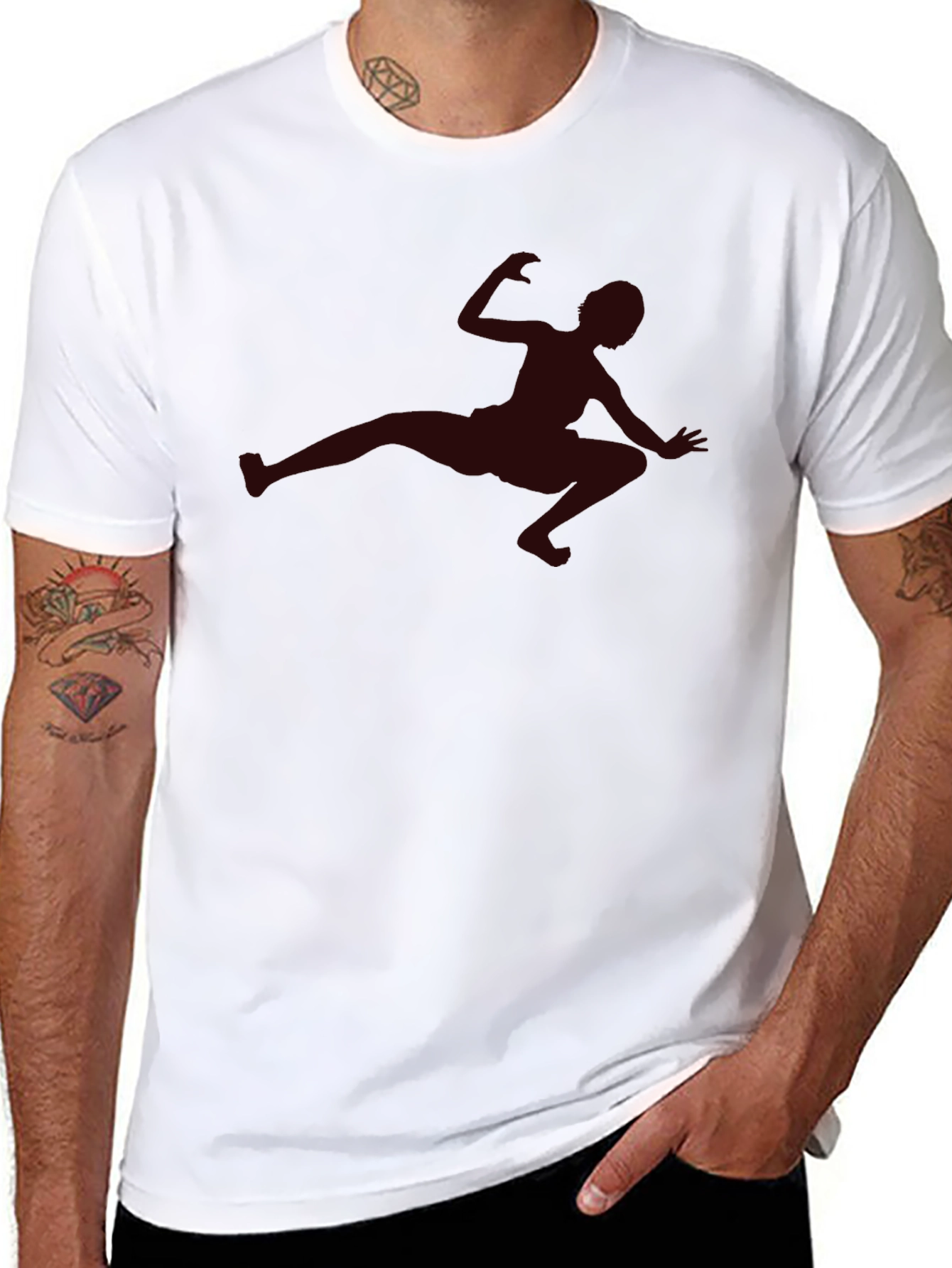 Mans Black T-Shirt with Silhouette Design