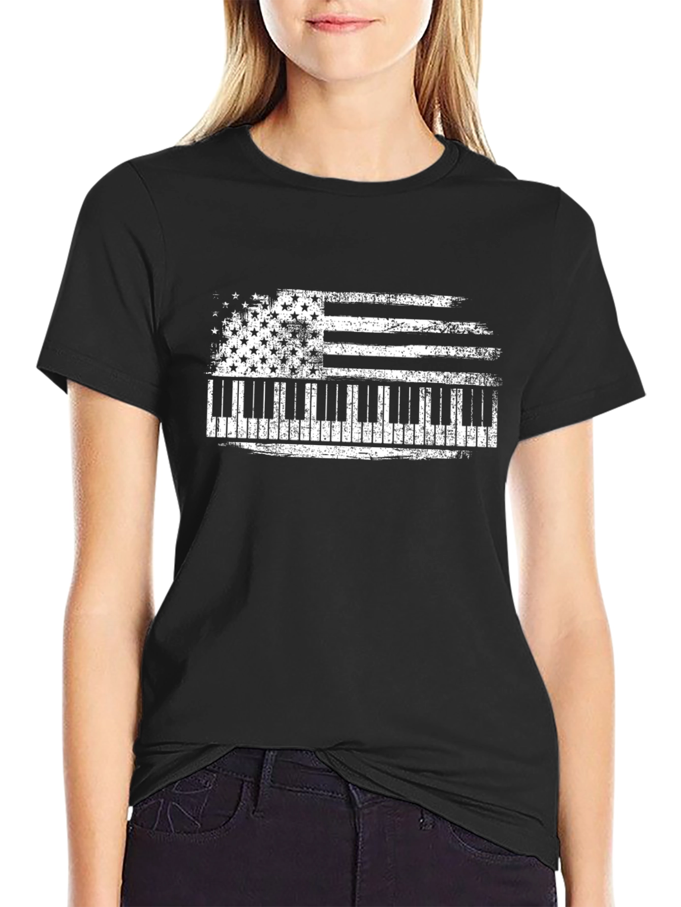 Piano Flag Graphic Tee - Black