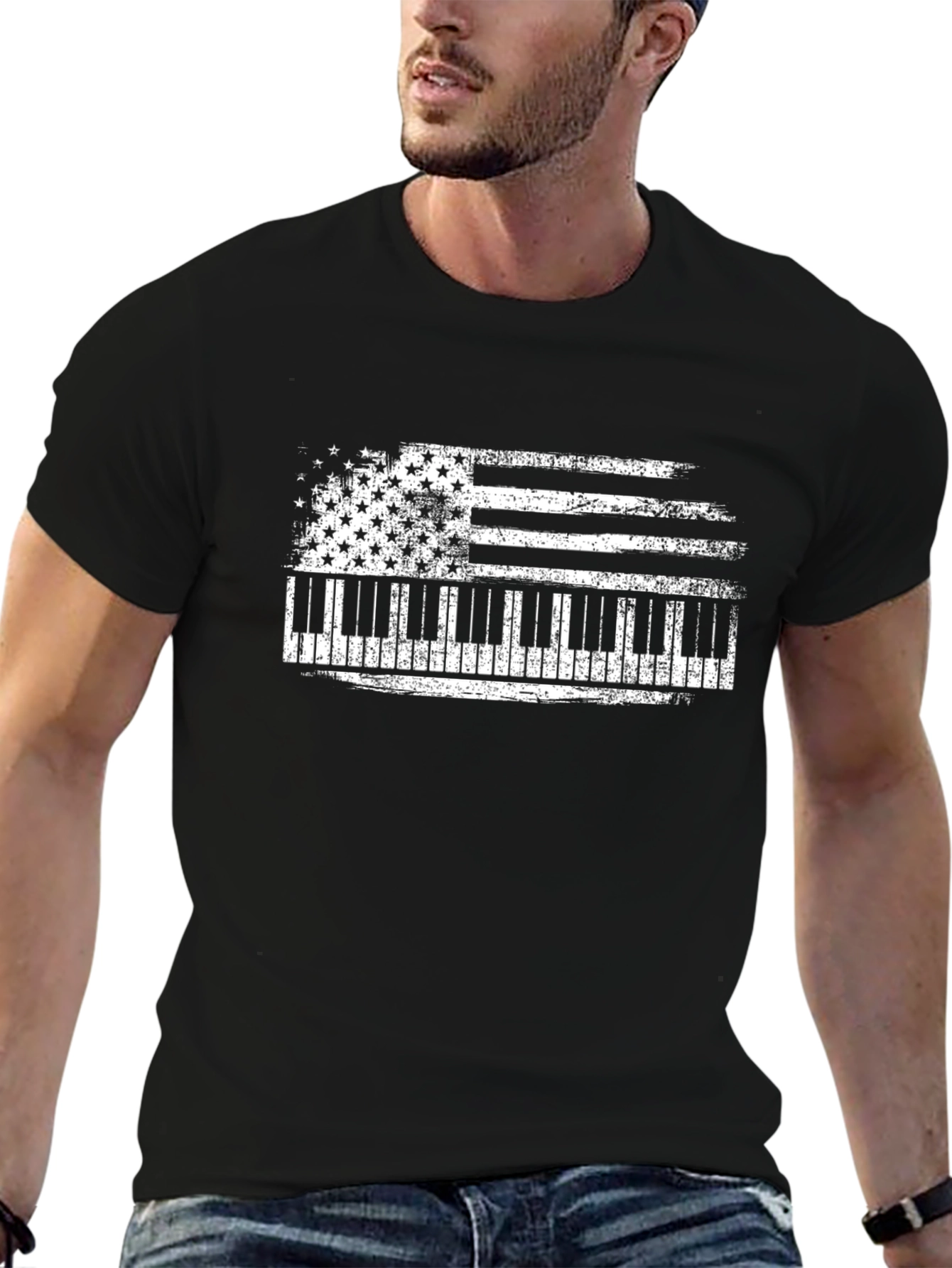 Piano Flag Graphic Tee - Black