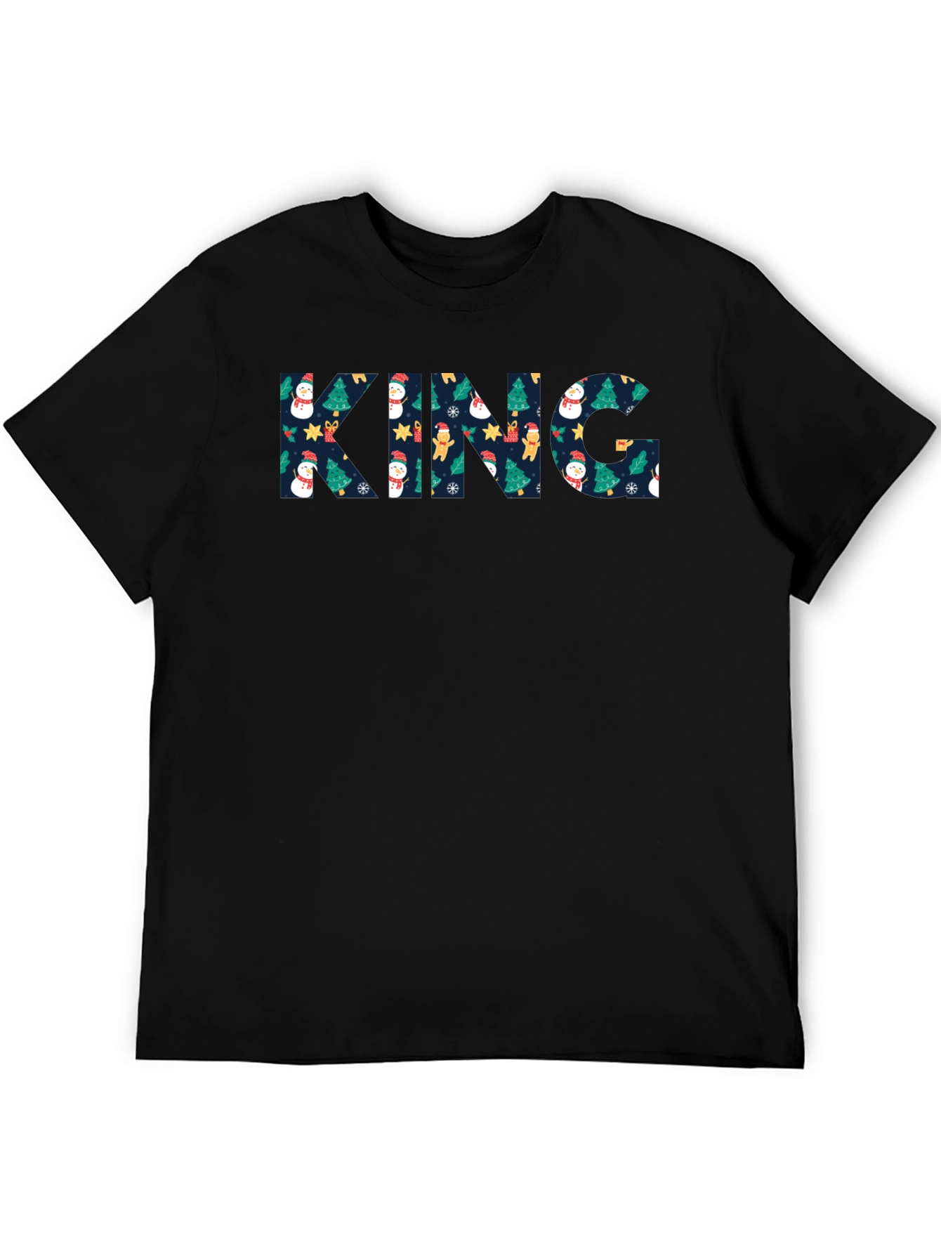 King Christmas Pattern Crew Neck T-Shirt