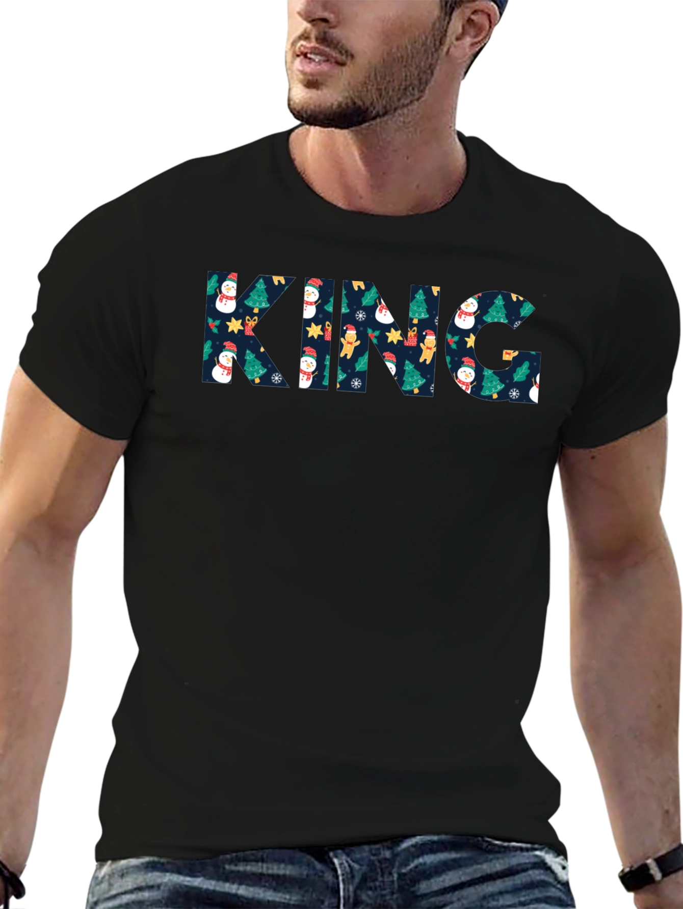 King Christmas Pattern Crew Neck T-Shirt