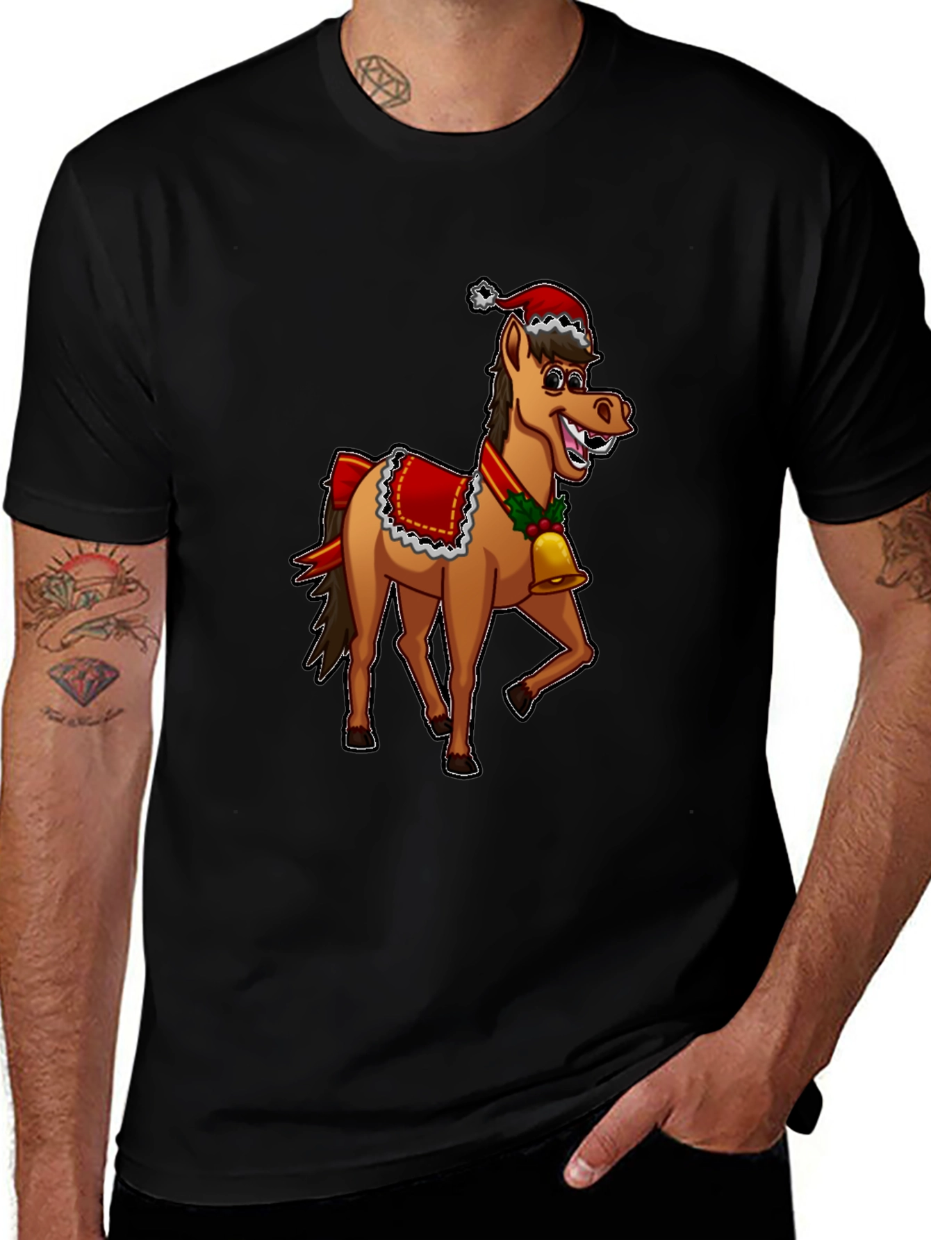 Festive Horse Graphic Tee - Holiday Cheer