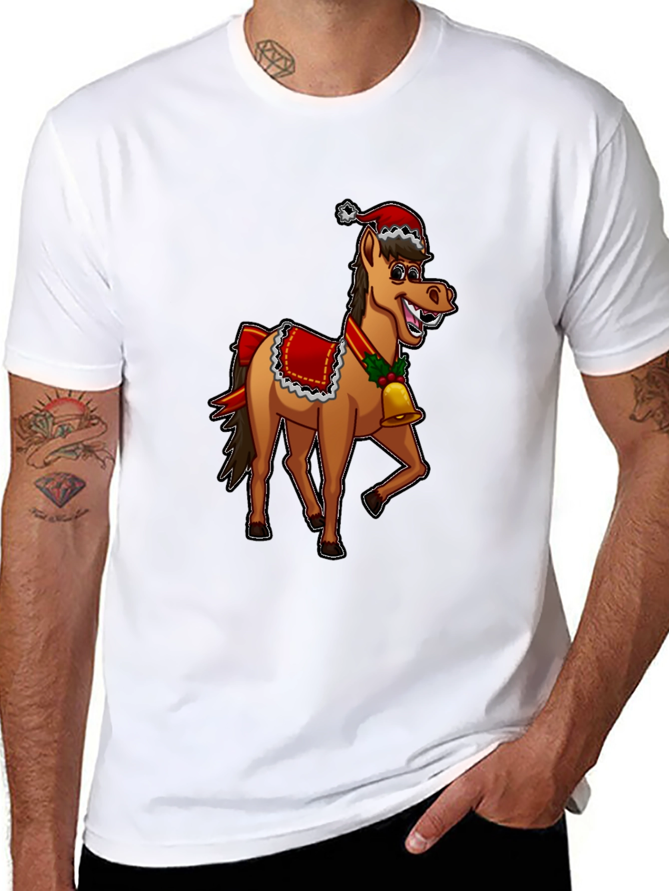 Festive Horse Graphic Tee - Holiday Cheer