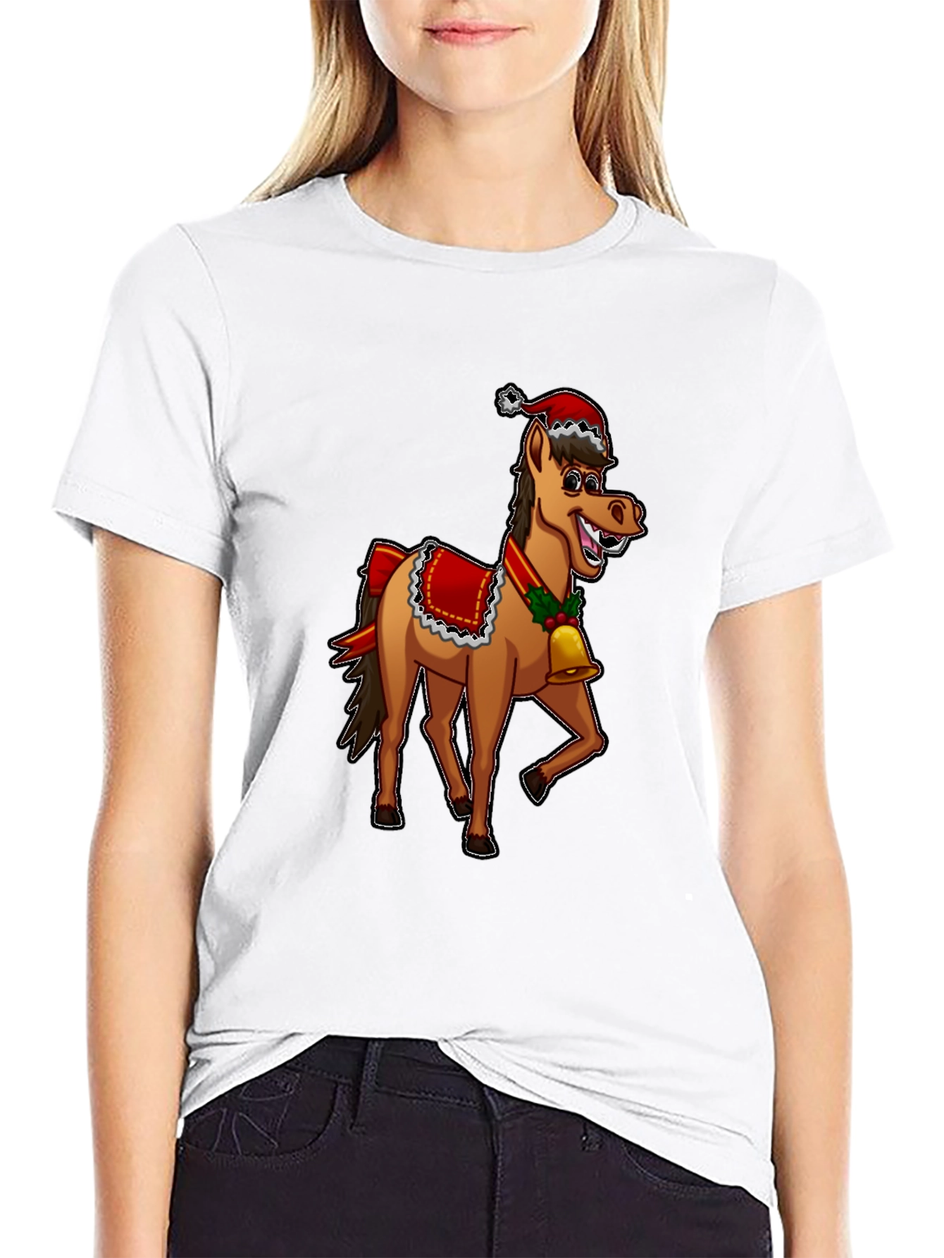 Festive Horse Graphic Tee - Holiday Cheer